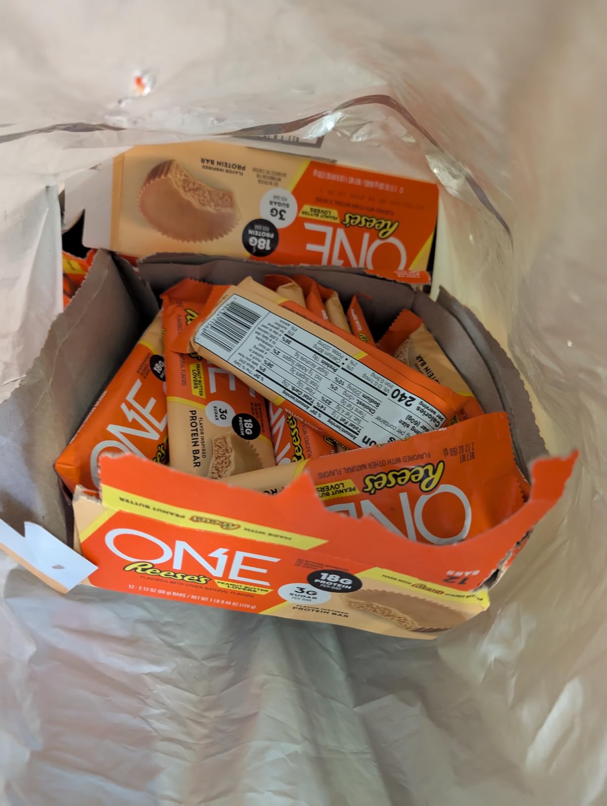 ONE Protein Bars, Reese's Peanut Butter Lovers, Gluten Free with 18g Protein and 3g Sugar, Pantry Staples, 2.12 oz (12 Count) customer photo 2
