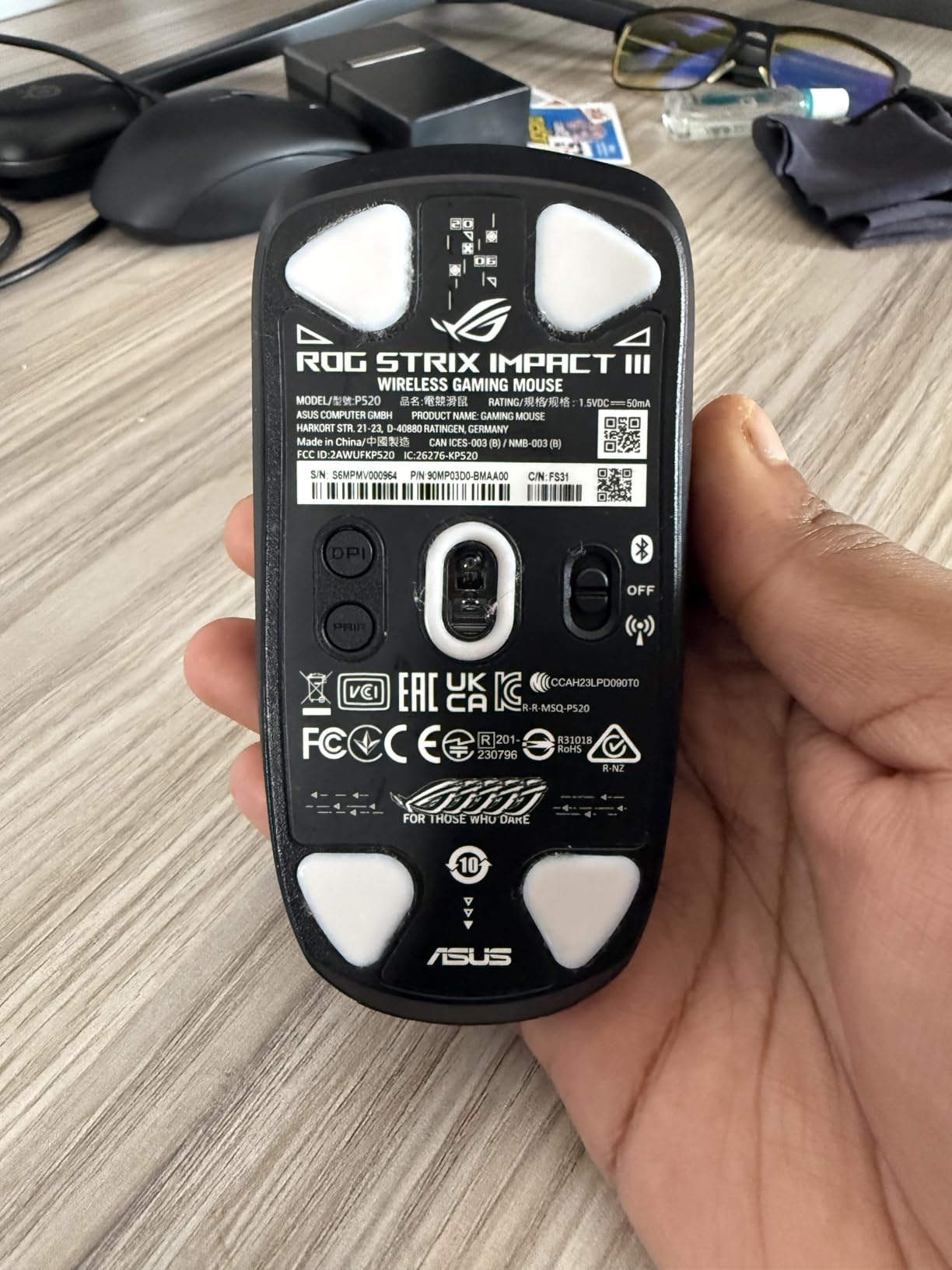 ROG Strix Impact III Wireless Gaming Mouse, 57 G Lightweight, 36K DPI Sensor, Bluetooth & 2,4GHz RF, ROG SpeedNova, Up to 618hrs Battery Life, Replaceable Switches, ROG Omni Receiver, Black customer photo 2