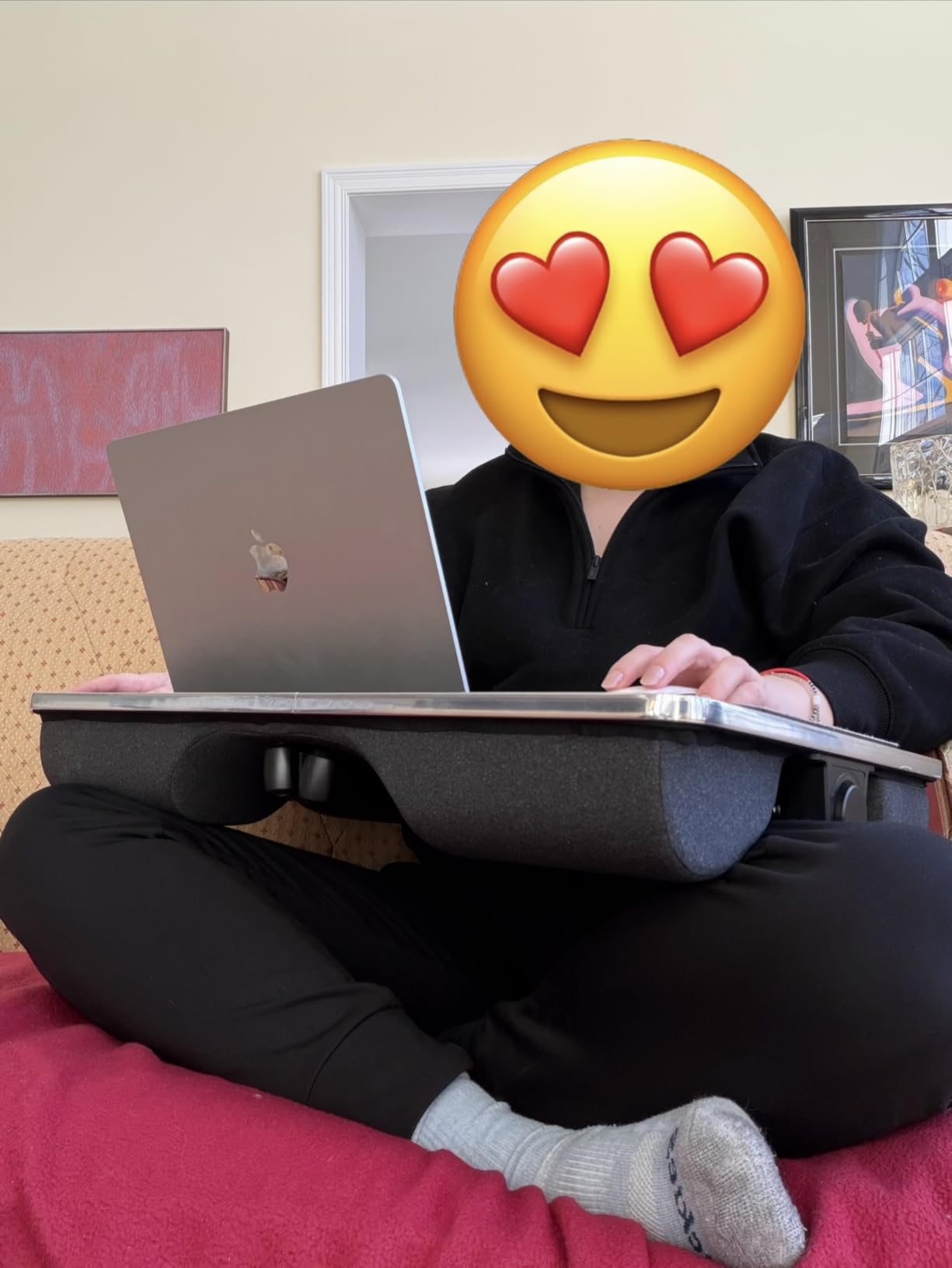 FoldWise 2-in-1 Lap & Bed Desk with Soft Cushions - Adjustable Height & Angle, Foldable Laptop Stand for Bed & Couch - Wrist Rest, iPad Holder, Stopper & Non-Slip Leather - Bed Table for Adults & Kids customer photo 1
