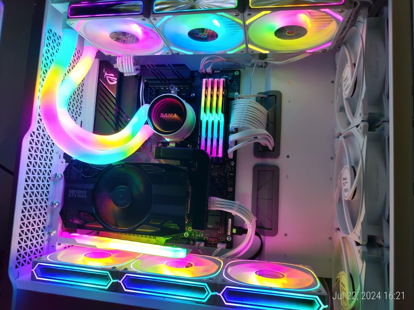 LTC CF-121D 120mm PC Case Fan, Daisy-Chain Connection, 5V 3Pin ARGB Lighting, 4 Pin PWM Case Fan, for Radiator/Computer Case Cooling, 120x120x25mm, 3 Pack, White customer photo 1