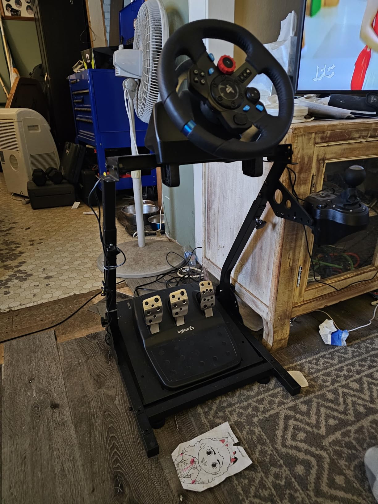 Racing Wheel Stand, Height Adjustable Steering Wheel Stand Racing Simulator Cockpit for Logitech G920 G29 G923 G27 G25, Thrustmaster T300RS TX F458 T500RS T150 Xbox PS4 PS5 PC customer photo 2