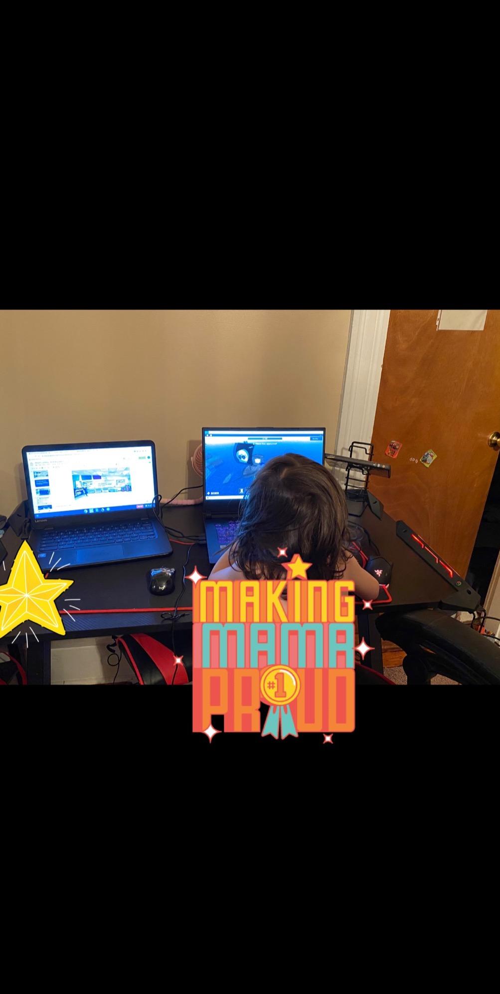 EUREKA ERGONOMIC Gaming Desk with LED Lights Home Office RGB Table, Small Gaming Desk, Computer Table, Black customer photo 2