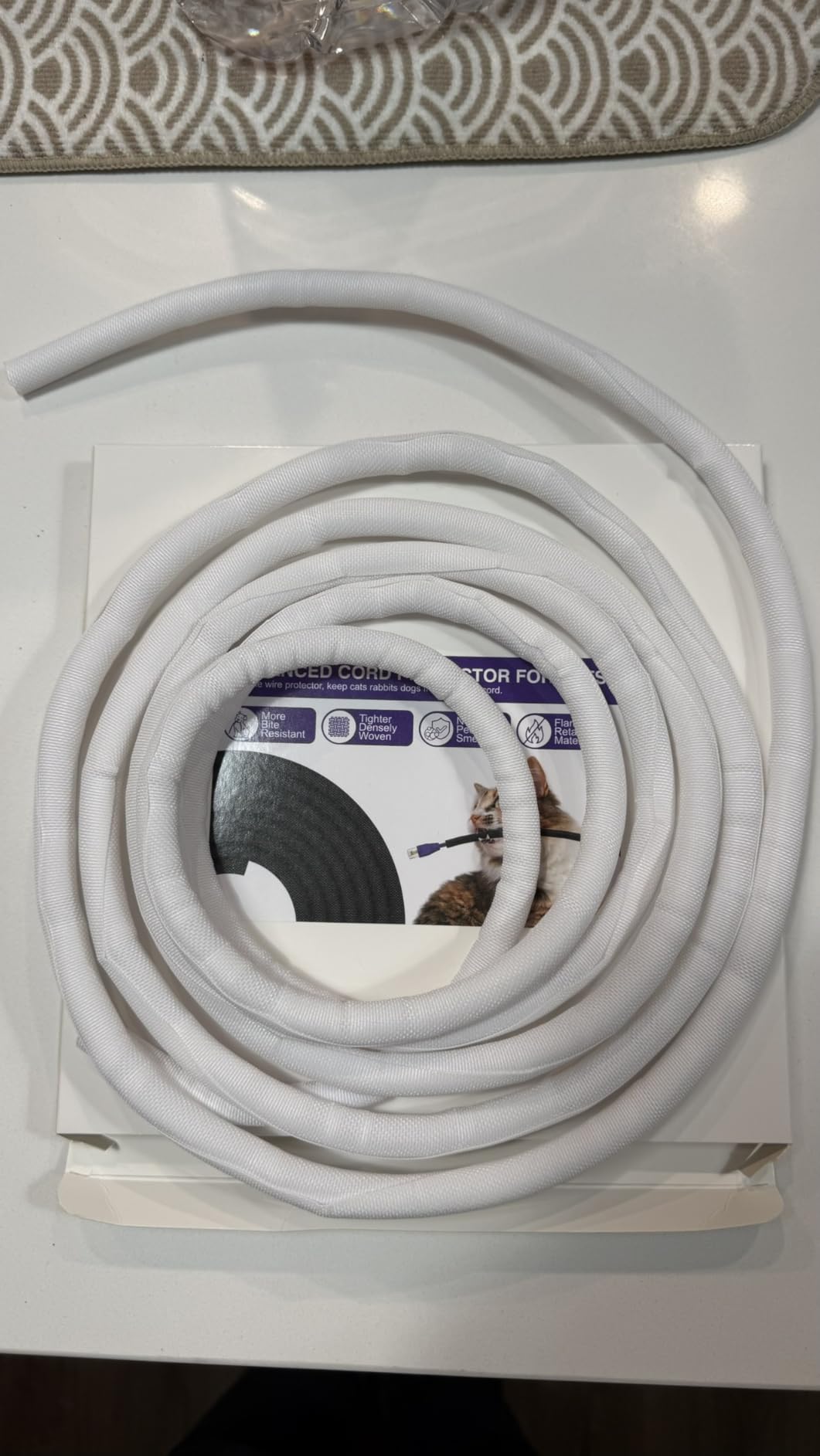 Dog and Cat Cord Protector 10ft - 3/8inch, Flexible Cable Sleeve for Easy Cord Management, Protects Cables from Pets Chewing, Ideal for USB, Power, Audio and Video Cords - White customer photo 2