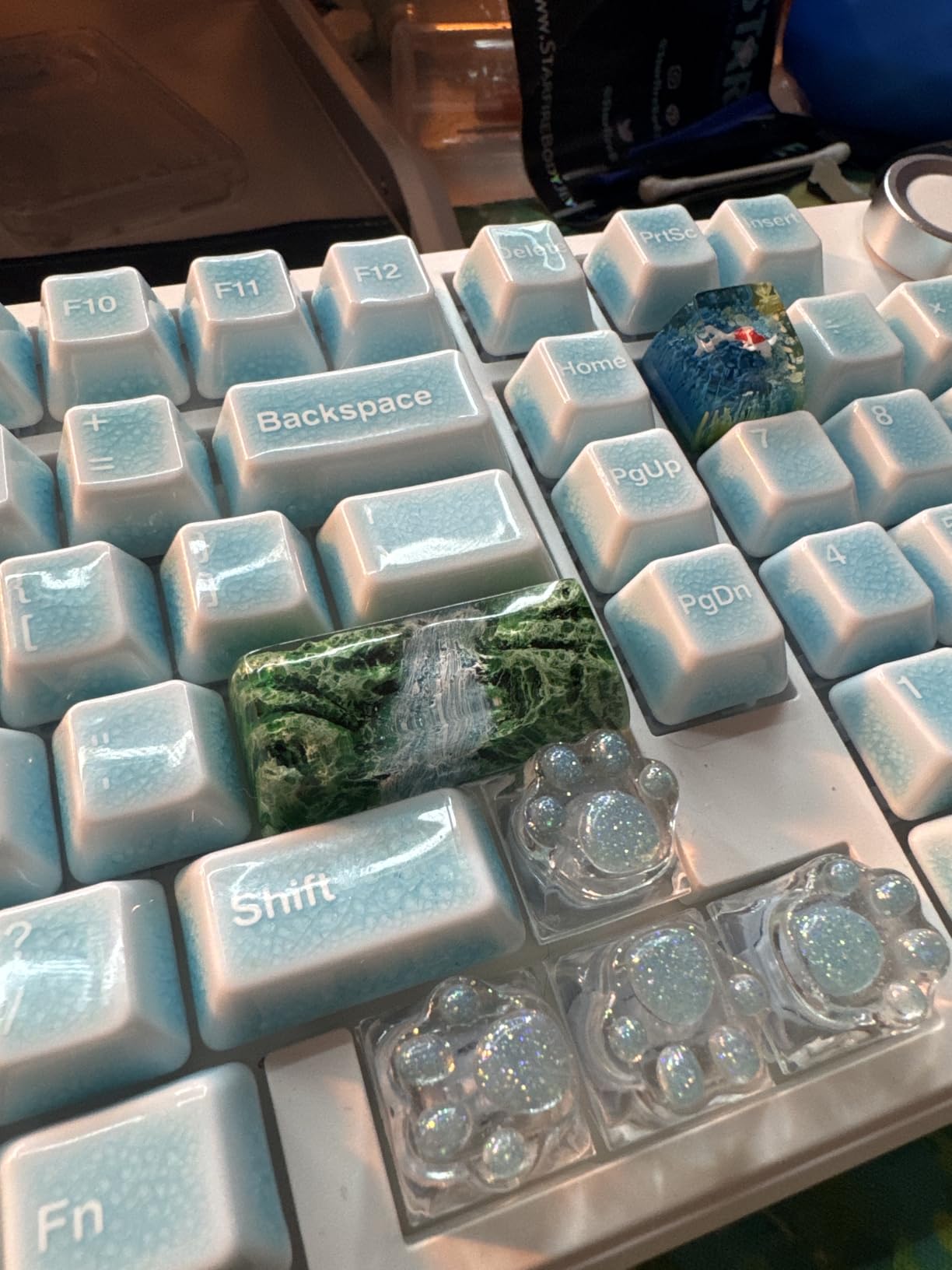 ULTRAEQUIP Artisan Keycaps - Spring Mood Shine Through Resin 2.25U Custom Translucent Handmade Keycaps for Mechanical Keyboard (Shift Enter) customer photo 2
