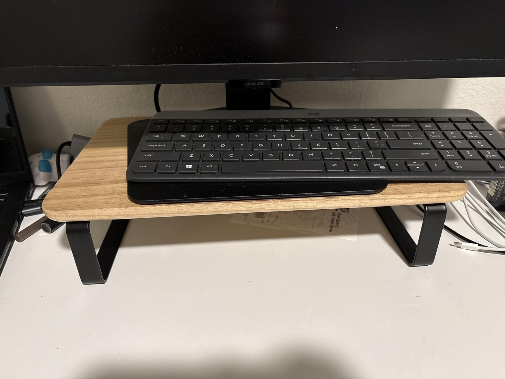 Beautiful Wooden Monitor Stand for Desk - Sturdy Stand Rises Your Monitor to the Perfect Ergonomic Level - Sleek and Functional Computer/Laptop Rack Design Elevates Any Workspace & Maximizes Space customer photo 1