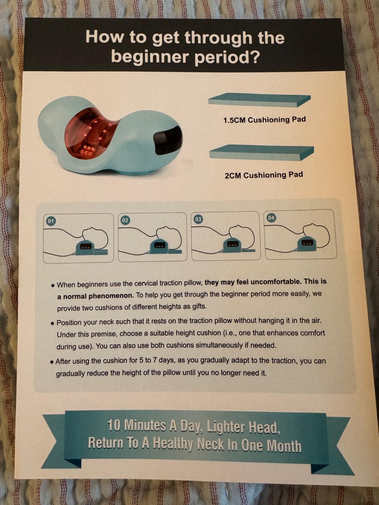Red Light Therapy Neck Traction Pillow, Neck Stretcher for Neck Pain Relief, Cervical Traction Device for Tension Headache and Neck Hump Corrector Light Blue customer photo 1