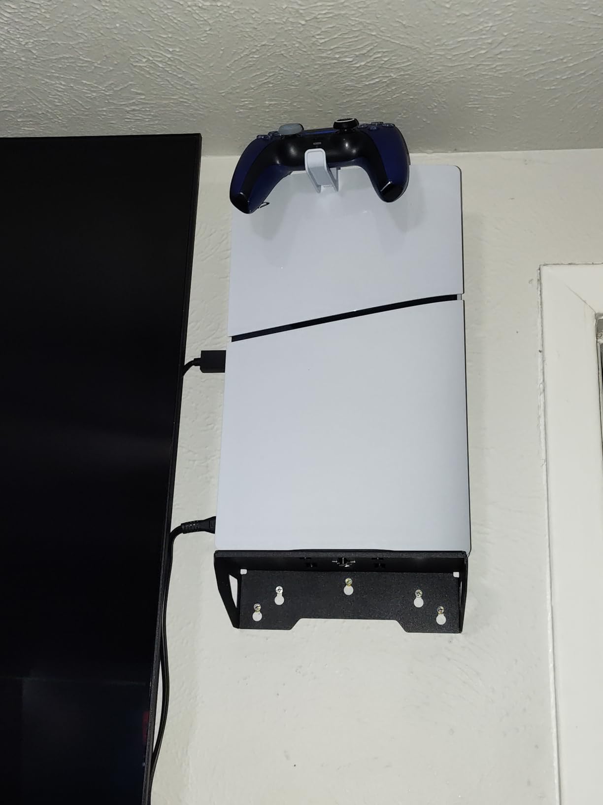 Wall Mount Kit - Steel Wall Mount for PlayStation 5 Standard/Slim/Pro Console, Space-Saving Design with Headset Holder, Enhanced Cooling - Fits PlayStation 5 Disc & Digital Edition customer photo 1