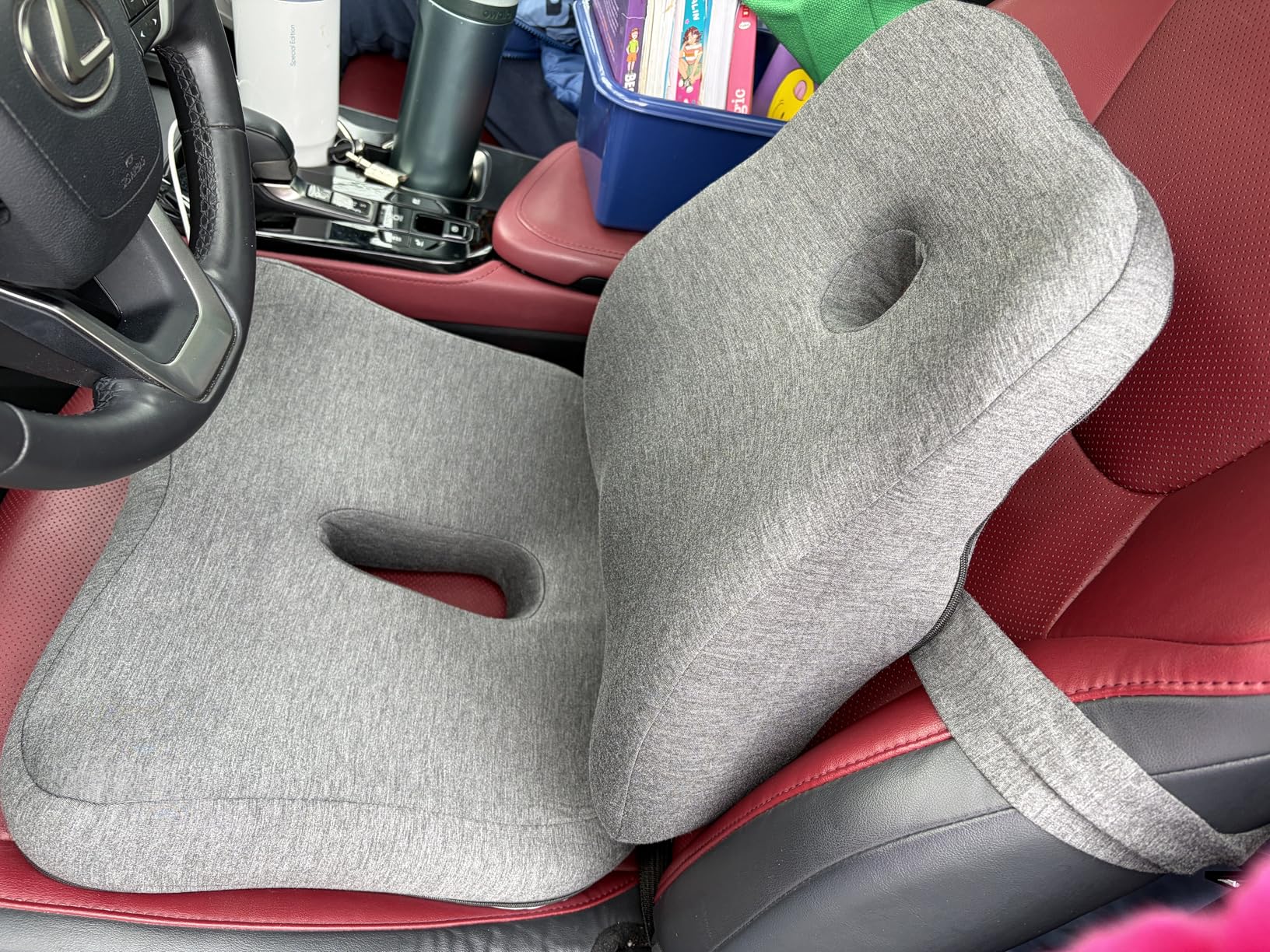 Seat Cushion & Lumbar Support Pillow Set for Office Chair, Ergonomic Pillow for Sciatica Pain Relief, Memory Foam Back Support Pillow & Chair Cushion for Car seat, Desk Chair customer photo 1