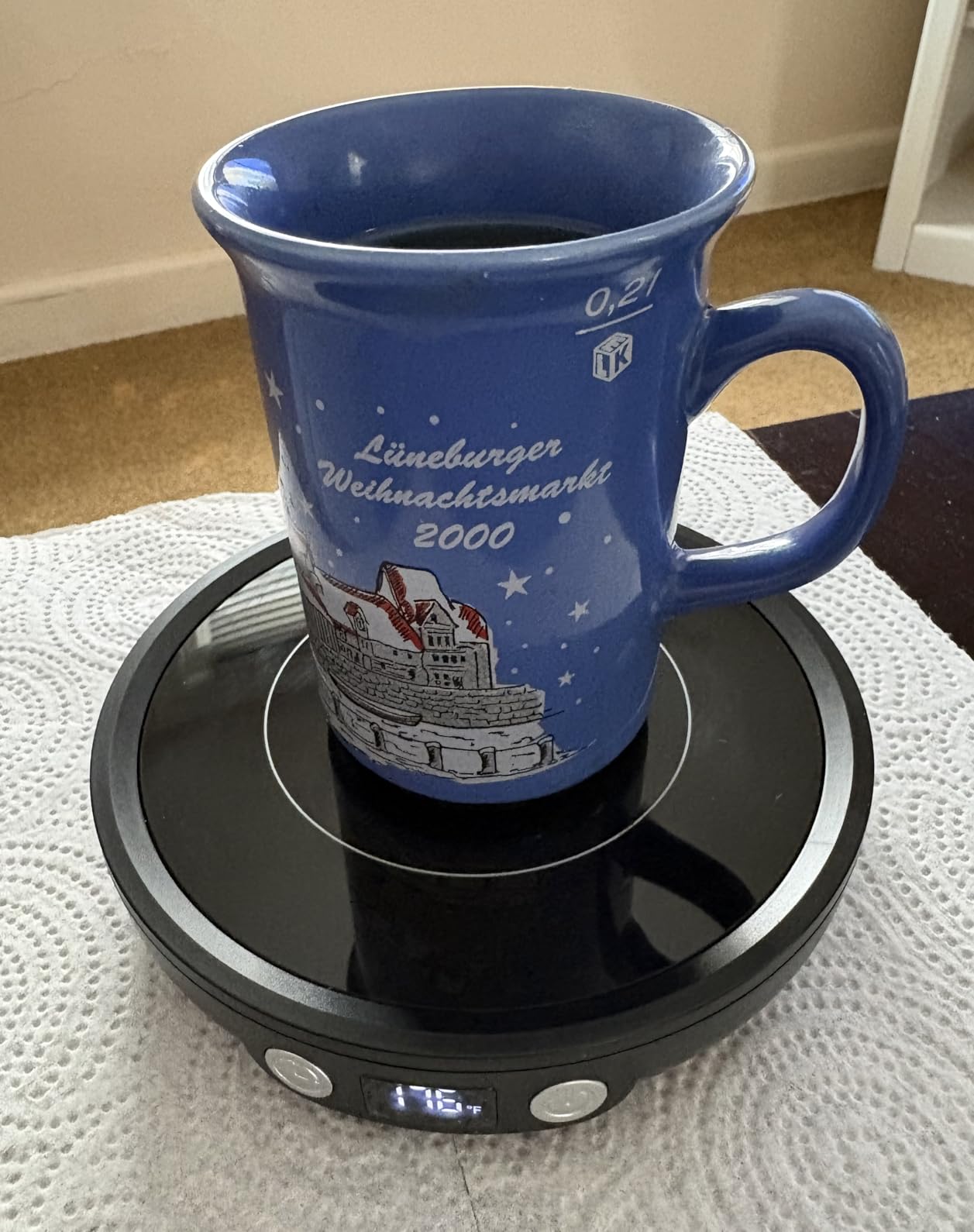 SWEETFULL Mug Warmer - Upgraded 36W Coffee Cup Warmer for Desk with 130°F-176°F Digital Display, 2-12H Timer Auto Shut Off, Smart Electric Coffee Heating Plate, Ideal Gifts for Women Men - Black customer photo 2