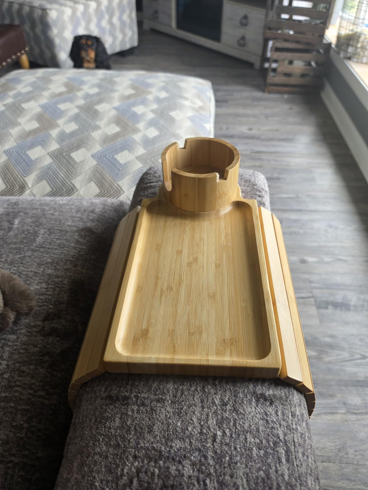 Couch Cup Holder - 3 in 1 Couch Arm Table Tray with 360 Rotating Cup Holder for Couch,Anti-Slip Arm Chair Rest Table for Large Wide Sofa Armrest, Foldable Side Table for Drinks Snacks customer photo 1