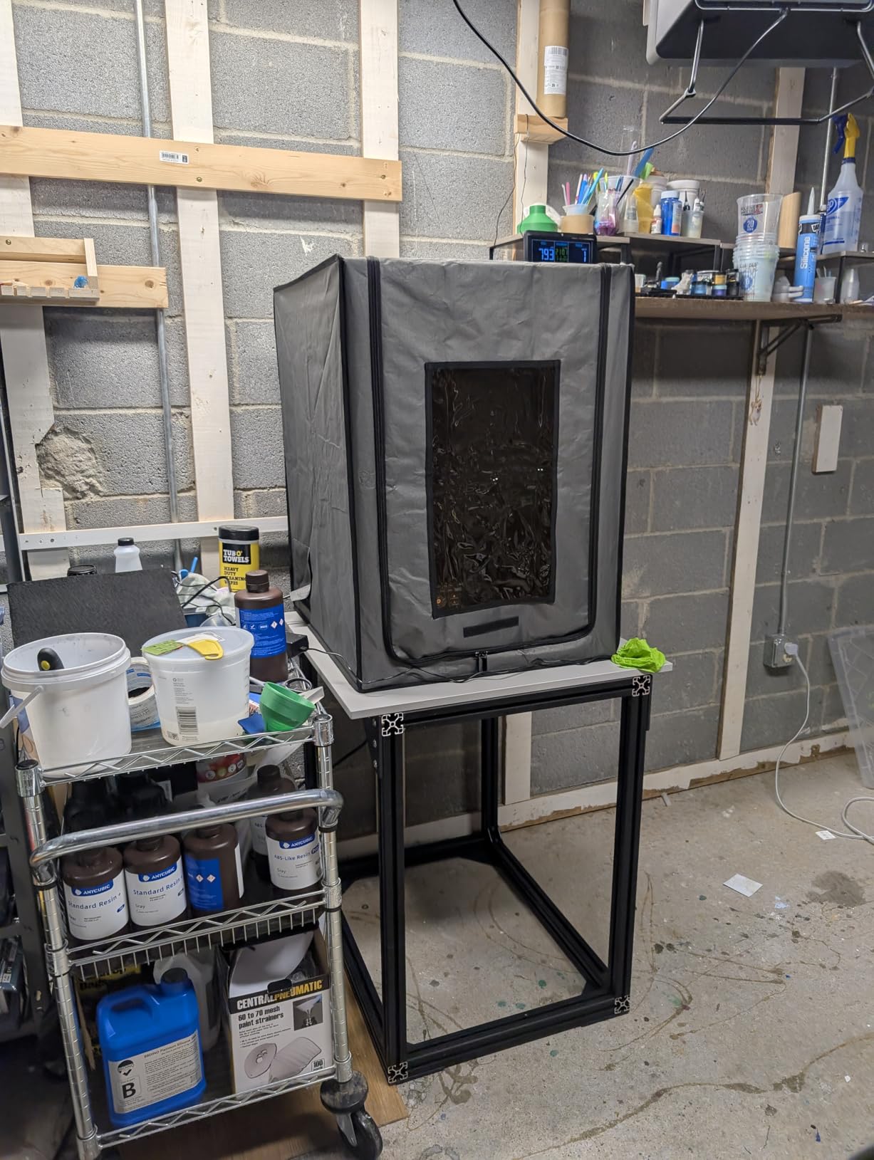 Resin 3D Printer Enclosure with Ventilation Filter, 12V Fan 5000RPM with Speed Control Fume Extraction, Dustproof Tent Constant Temperature Protective Cover for Ender 3 Pro/V2/Ender3 S1/ Neo (Grey) customer photo 1