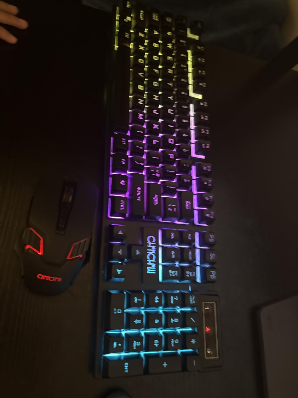 CHONCHOW USB Wireless Gaming Keyboard and Mouse Combo, LED Backlit Ergonomic Mechanical Feeling Keyboard, Rechargeable 2500mAh Battery, Anti-ghosting Keyboards 7D 3600DPI Mice for PC Gamer customer photo 1