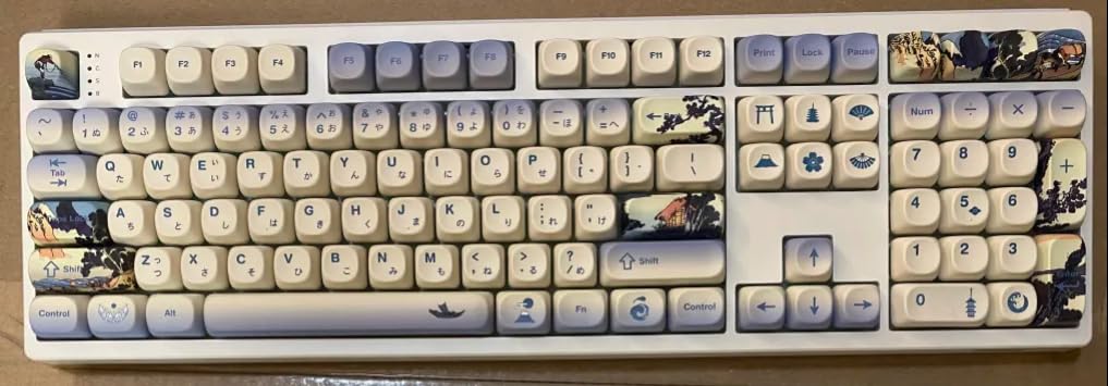 OHY XVX MOA Profile Japanese Fuji Mountain Theme PBT Keycaps Set, 140-Key Coffee & Cream Custom Keycaps for US Layout Mechanical Keyboards (Brown/Beige Design with Key Puller) customer photo 1