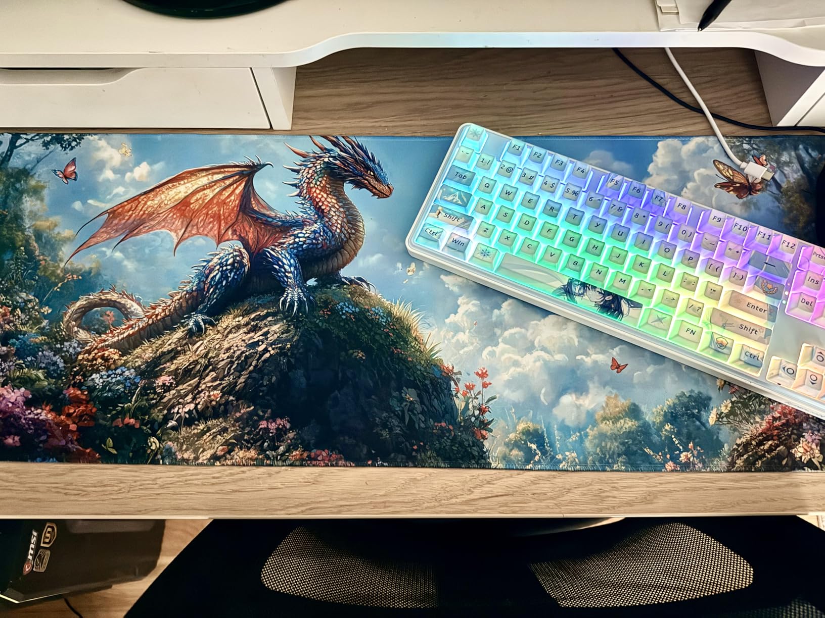 Japanese Anime Gaming Mouse Pad Pixel City Skyline Neon Large Gaming Mouse Mat with Stitched Edges customer photo 1