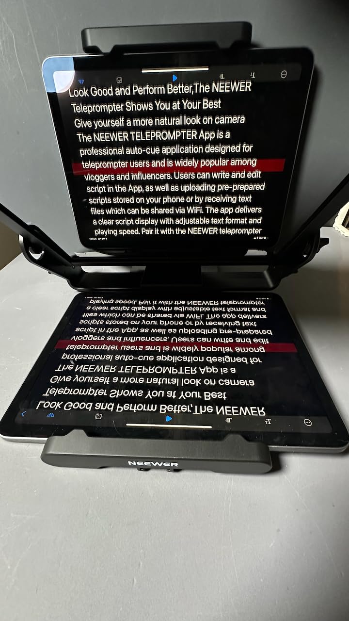 Neewer Teleprompter with Arca Type Camera Mount, Cold Shoes, RT113 Remote Teleprompter App, Online Teaching/Vlogger/Live Streaming Prompter for iPad Tablet, Assembly Free, X12II customer photo 1