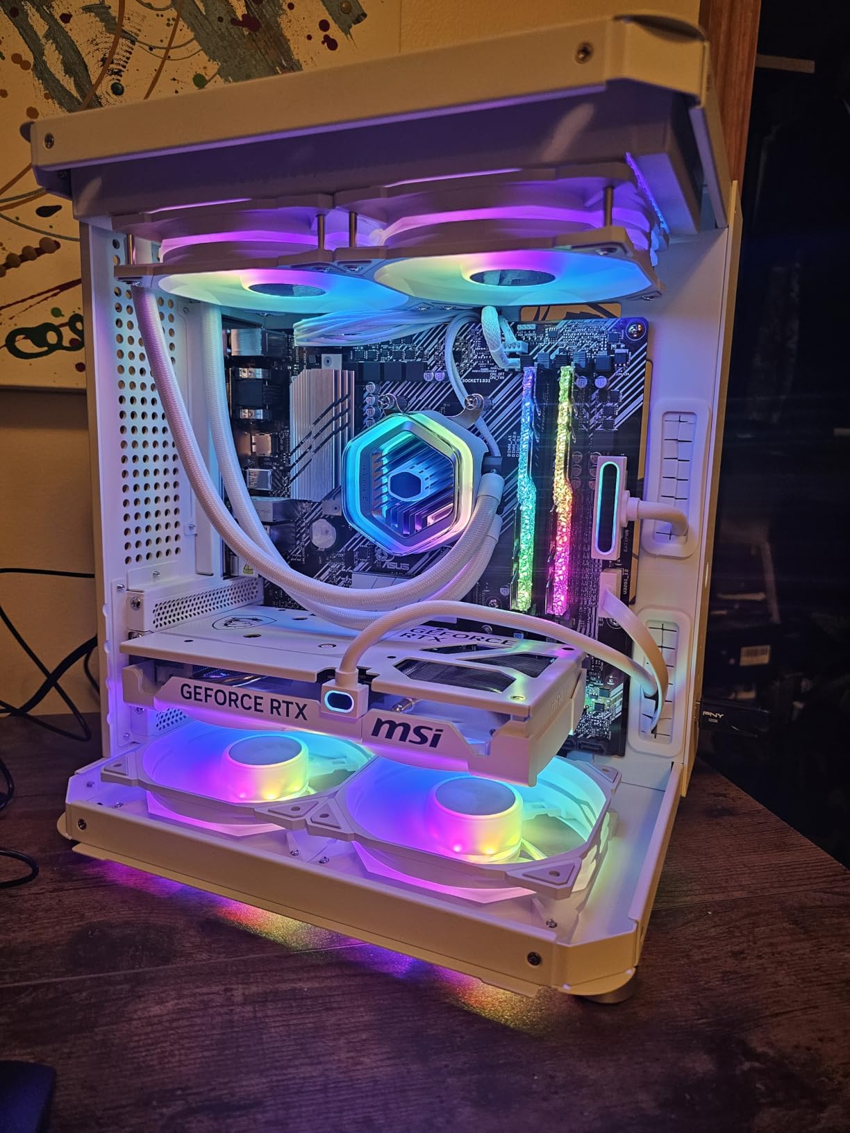 JONSBO TK-0 Black ITX Mini Tower PC Case, Hyperboloid Glass Desktop Design,Separated Cabinet Structure, Al Alloy Shell DTX/ITX Walnut Wood Computer Case, Sff Case,Black customer photo 1