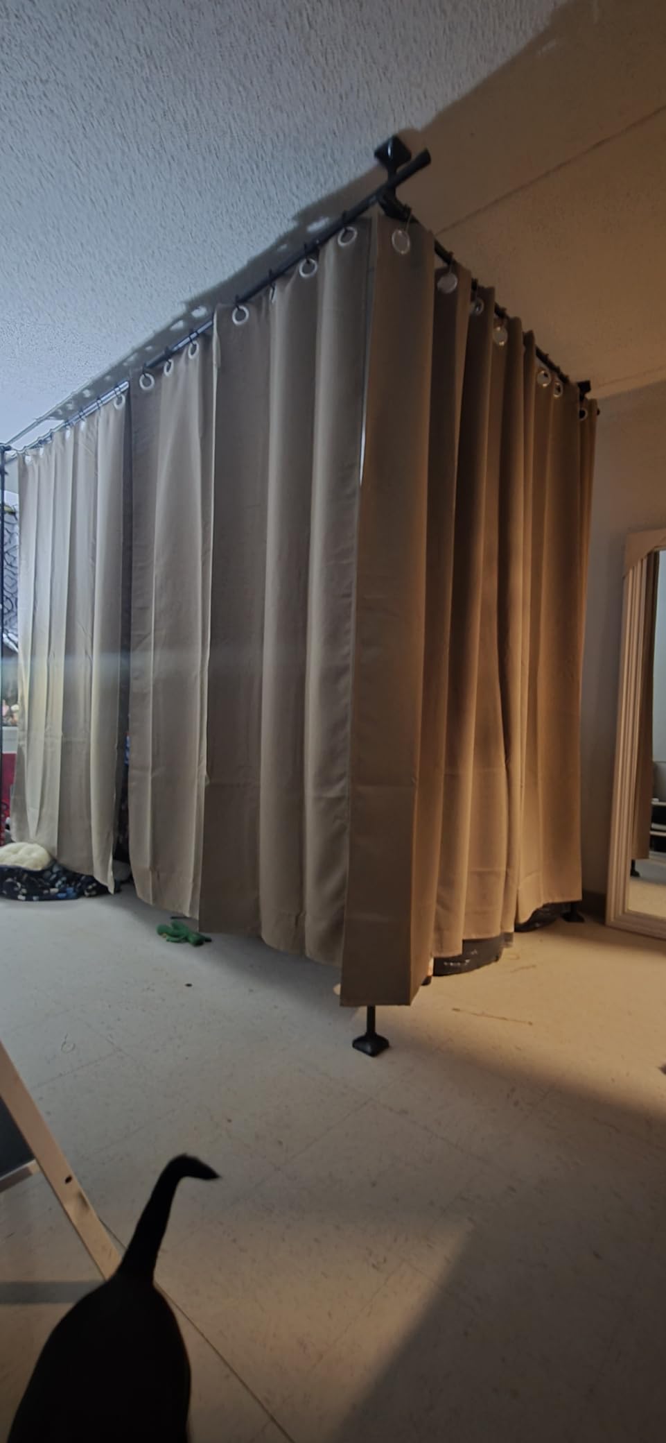 Room Divider No Drilling Curtain Rod Wall Divider for Room Separation, 4-10ft(H) 28-114inch(W) Adjustable, Heavy Duty Partition Space Separator Freestanding Tension Curtain Stand, Black customer photo 2