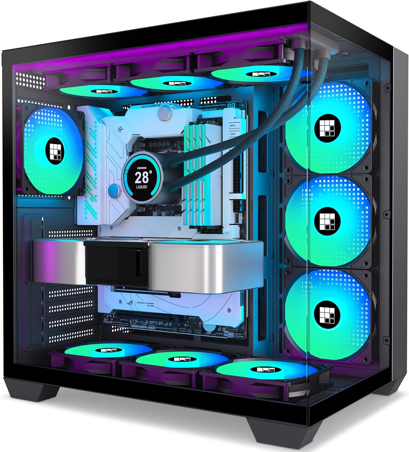 F600 PC Case Pre-Installed 7 PWM ARGB Fan, ATX Mid-Tower Gaming PC Case, 270 Panoramic Glass with Type-C customer photo 2