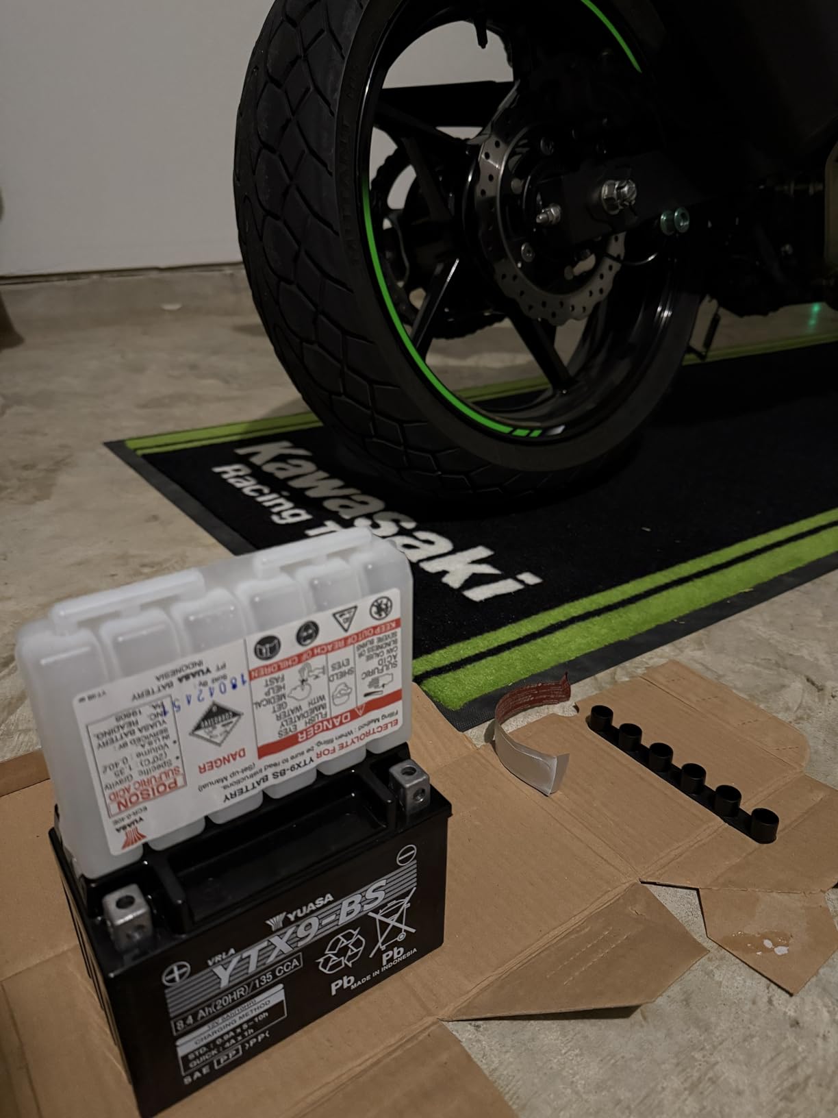 Motorcycle Mat for Garage 79x31 Inches Pit Garage Floor Mat Oil Absorbent Pad PVC Rubber Backing Layer Protects Floor from Spills customer photo 1