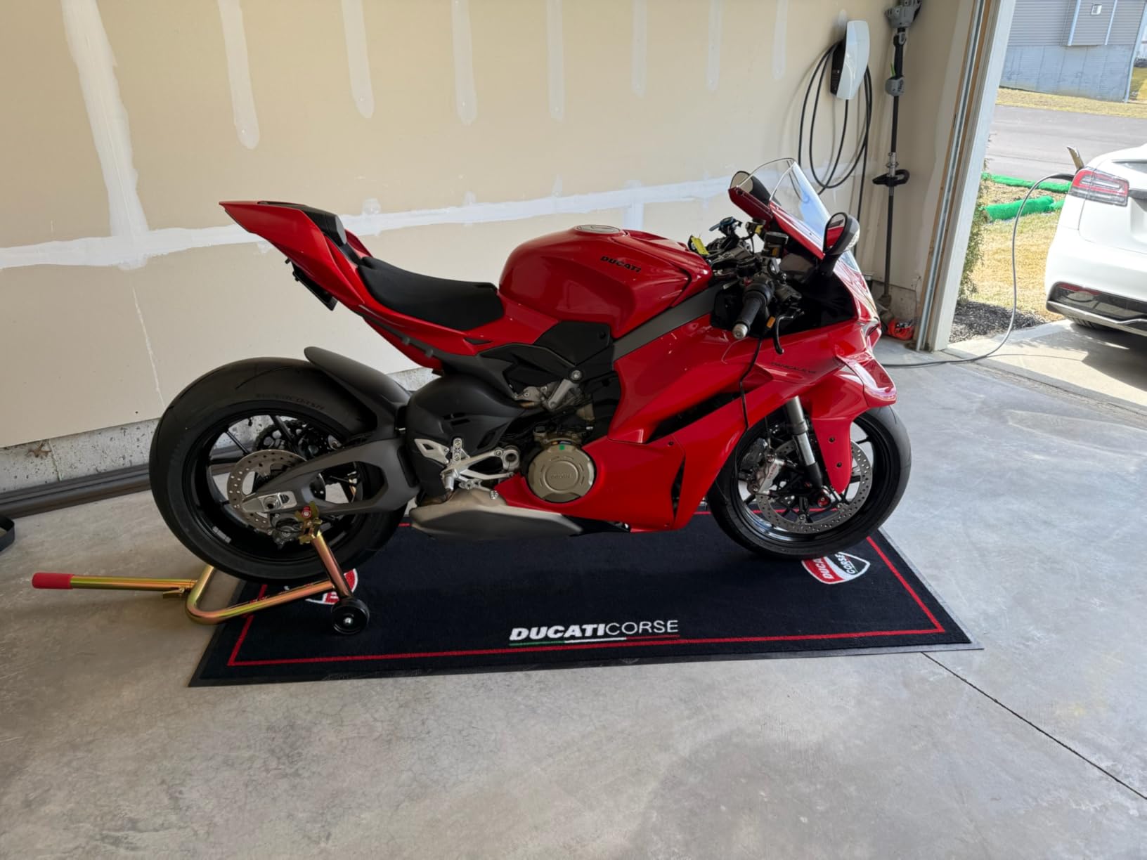 Motorcycle Mat for Garage 79x31 Inches Pit Garage Floor Mat Oil Absorbent Pad PVC Rubber Backing Layer Protects Floor from Spills customer photo 2