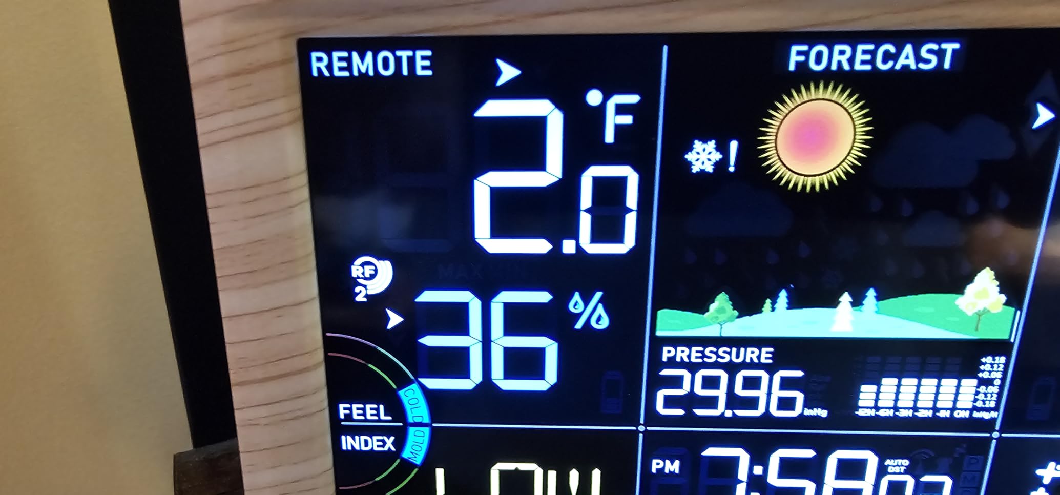 Weather Station Indoor Outdoor Thermometer Wireless, Home Atomic Clock with Large Constant Display, Inside Outside Temperature Humidity Monitor, Dew Heat Point, Barometer Grey customer photo 1