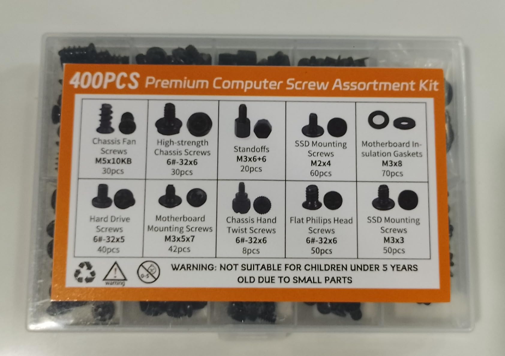 400Pcs Premium Computer Screws Kit for PC, Includes Motherboard Screws, Standoffs, SSD Mounting Screws, PC Case, Fan, and Hard Drive Screws - High-Strength & Durable for Custom Builds and Repairs customer photo 1