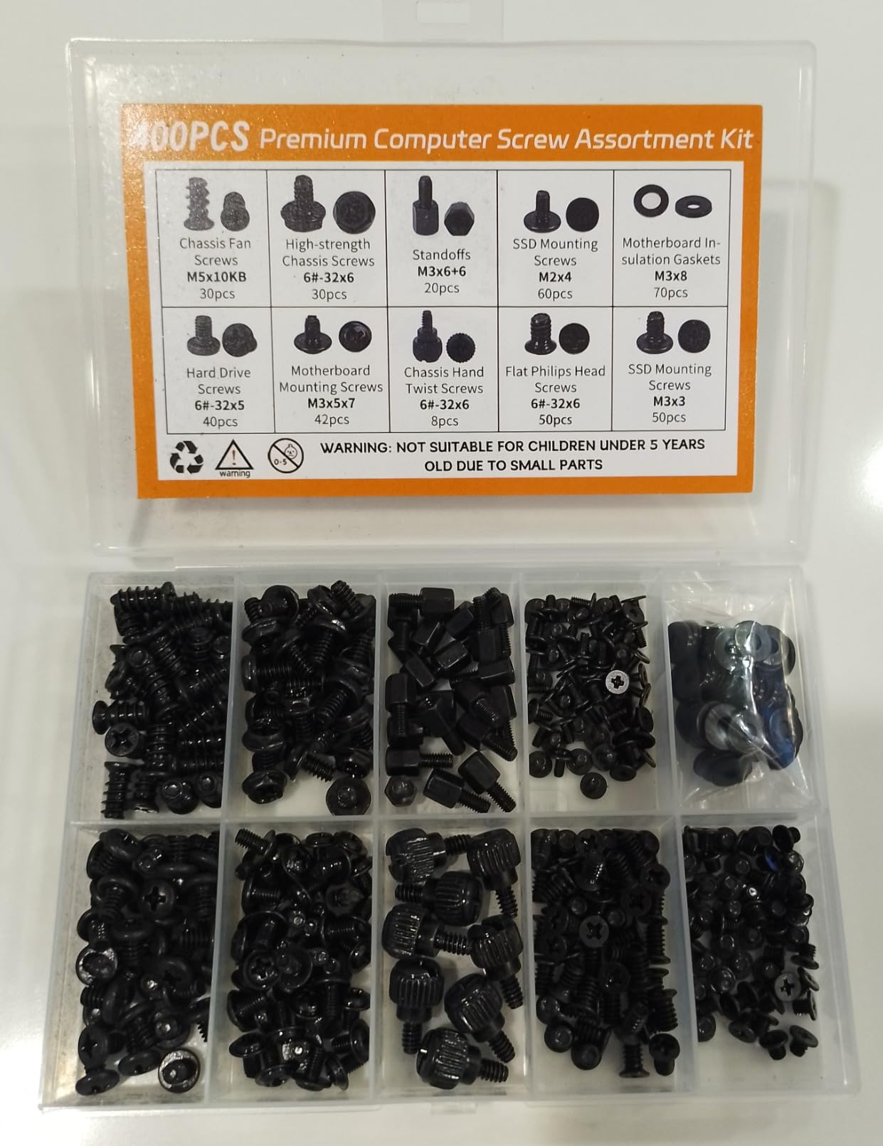 400Pcs Premium Computer Screws Kit for PC, Includes Motherboard Screws, Standoffs, SSD Mounting Screws, PC Case, Fan, and Hard Drive Screws - High-Strength & Durable for Custom Builds and Repairs customer photo 2