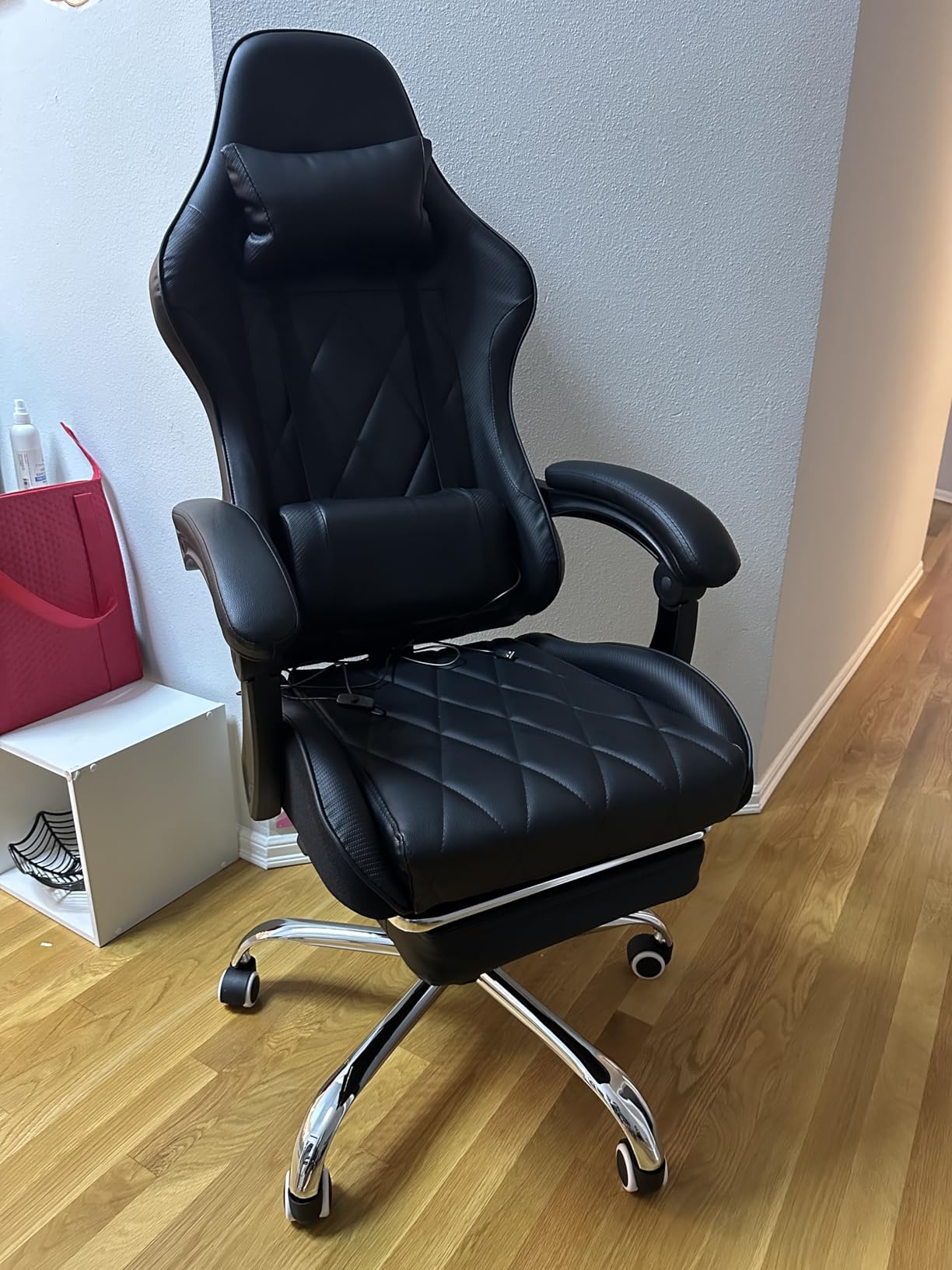 Homall Gaming Chair, Computer Chair with Footrest and Massage Lumbar Support, Ergonomic High Back Video Game Chair with Swivel Seat and Headrest (Light Blue) customer photo 2