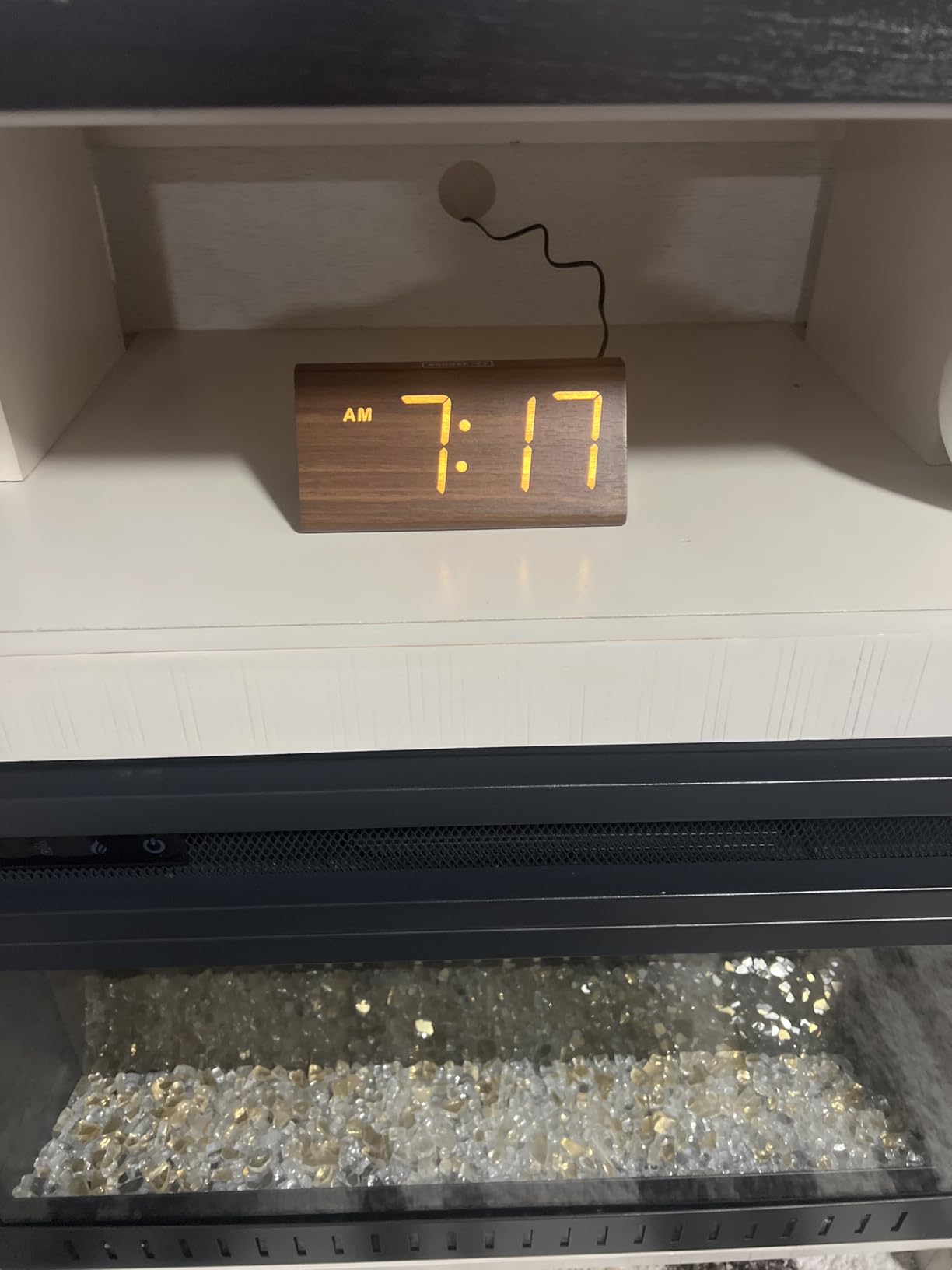 DreamSky Wooden Digital Alarm Clock for Bedroom - RGB Electric Desk Clock with Large Numbers, USB Port, Loud Alarm for Heavy Sleepers, Dimmer and Volume Control, Snooze, Wood Décor (Adapter Powered) customer photo 1