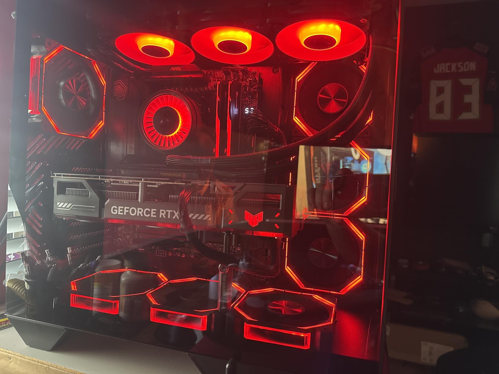 darkFlash Full-Tower ATX Gaming PC Case, Back Plug-in Motherboard, Vertical GPU Mounting, Dual-Chamber, Panoramic Glass, Up to 2 x 360mm Radiators, RTX 40 Compatible(DY470) (4 PWM ARGB Fans, Black) customer photo 1