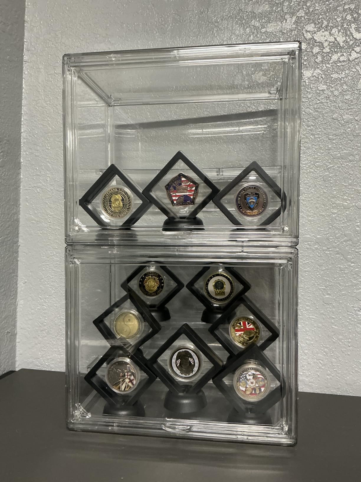 Clear Acrylic Display Case,2 Pack 3 Tier Adjustable Display Box Stand with 2 Movable Plates, Small Showcase Magnetic Door for Mini Action Figures Collectibles (Small) customer photo 1