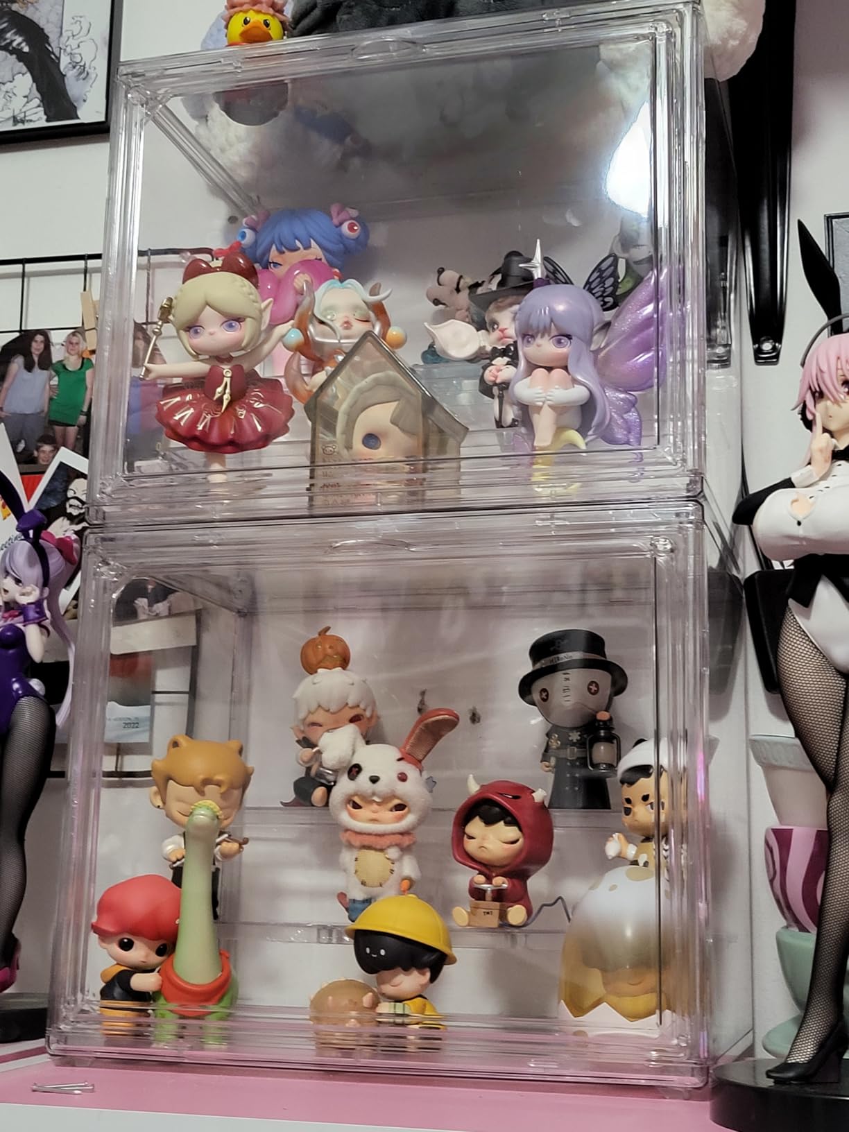 Clear Acrylic Display Case,2 Pack 3 Tier Adjustable Display Box Stand with 2 Movable Plates, Small Showcase Magnetic Door for Mini Action Figures Collectibles (Small) customer photo 2