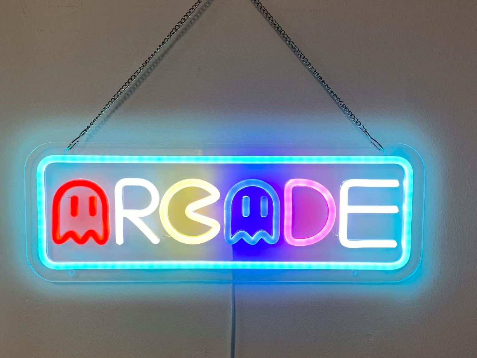 Arcade Neon Light Sign LED USB Powered Dimmable, Retro Ghost Arcade Game Room Neon Lighted Sign for Gaming Room Wall Decor Man Cave for Bedroom Baseroom Decorations Gift customer photo 1
