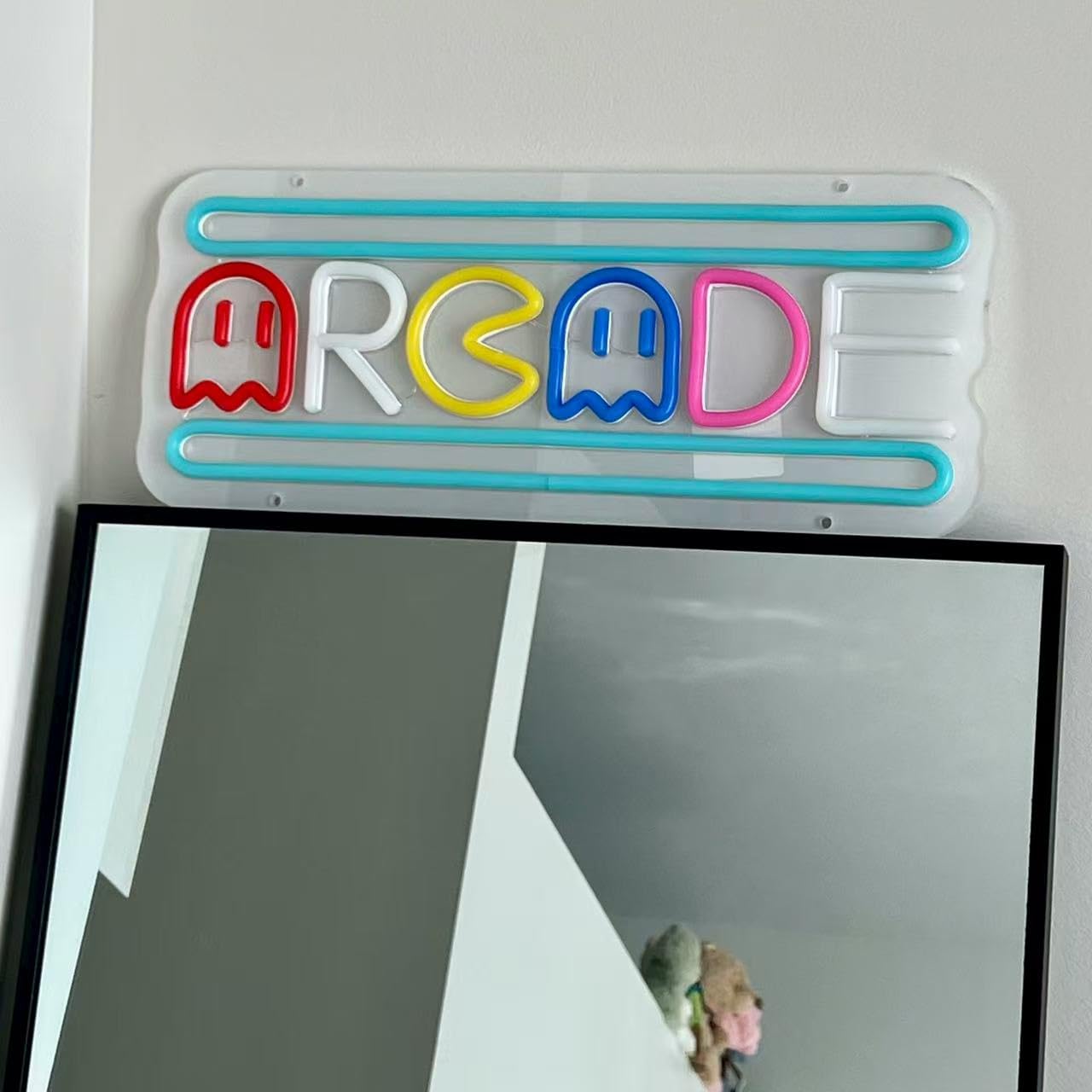Arcade Neon Light Sign LED USB Powered Dimmable, Retro Ghost Arcade Game Room Neon Lighted Sign for Gaming Room Wall Decor Man Cave for Bedroom Baseroom Decorations Gift customer photo 2