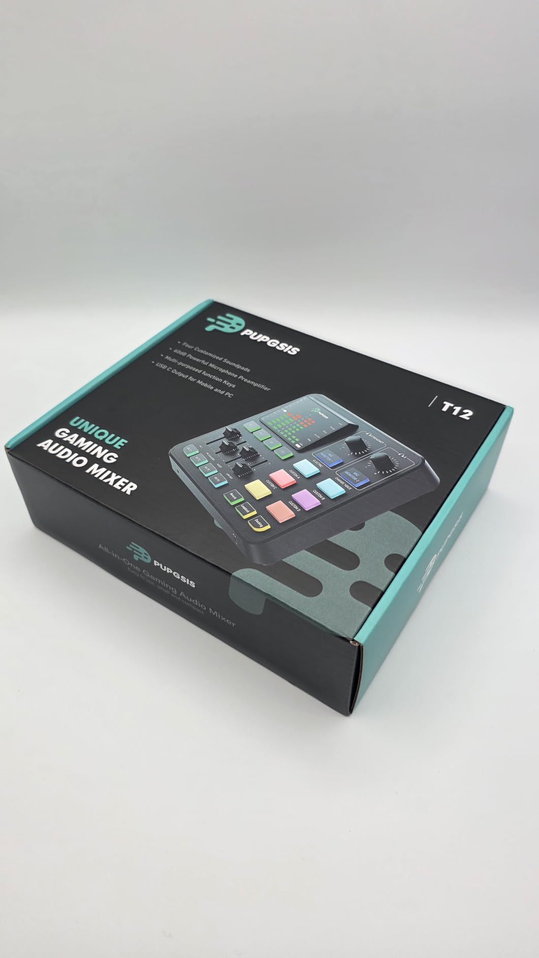PUPGSIS Gaming Audio Mixer, Audio Interface for PC/Podcast/Streaming, Sound Board with 3.5mm/XLR Mic Input, 48V Phantom Power, Voice Changer, Live Sound Card with DJ Mixer Effects/Bluetooth/4 Channel customer photo 1