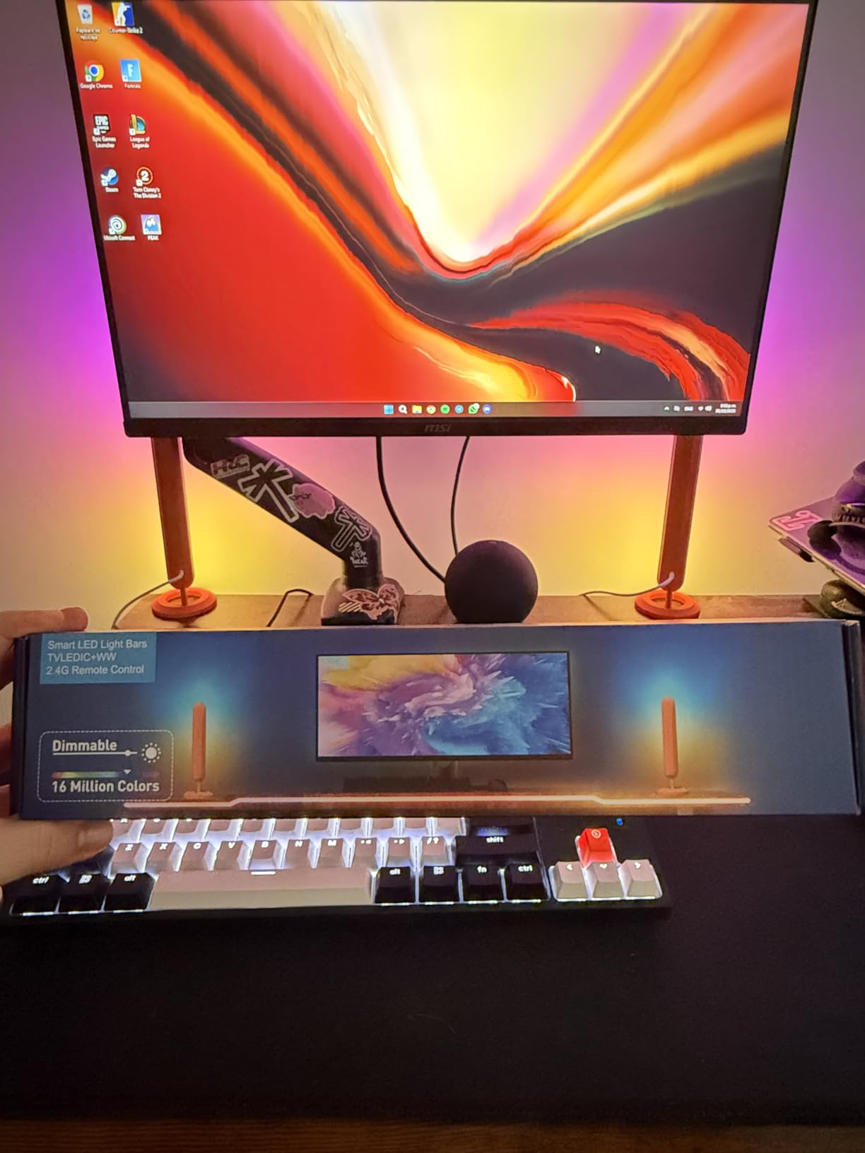 Smart ICRGB LED Lights Bars, Borllyem TV Backlight with Double Light Beads, App Control, RF Remote, Music Syncing and 47 Modes for Gaming, Room Decoration customer photo 2