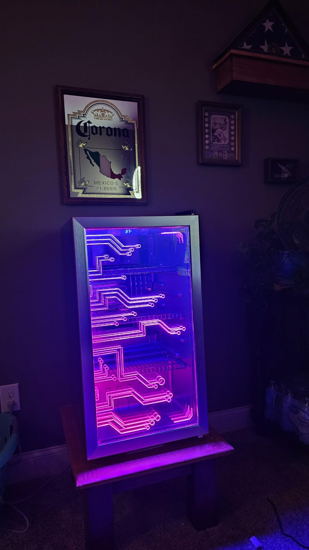 Manastin Gaming Light Up Beverage Refrigerator, Led Lighting Door 120 Cans Freestanding Beverage Fridge, Cyberpunk Beverage Cooler for Gaming, Gaming Room, Bar, Party (Lighting) customer photo 1