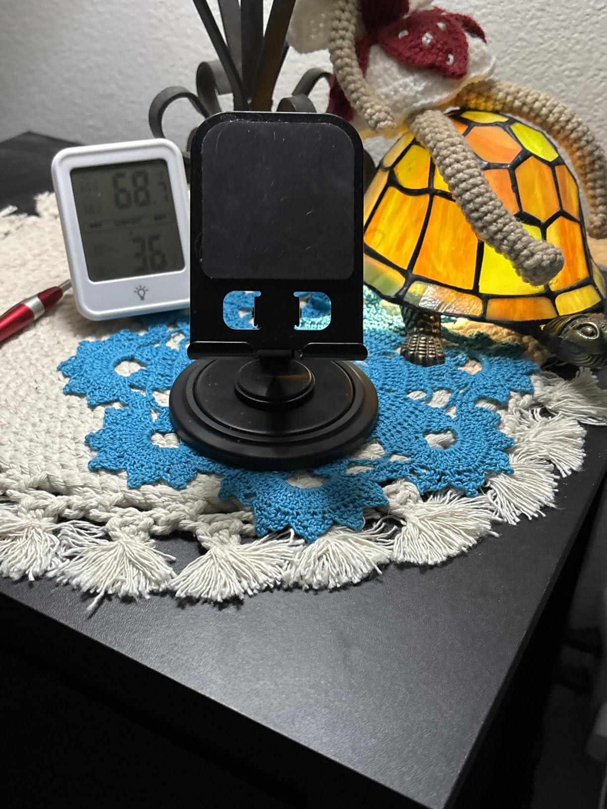 Lamicall Cell Phone Stand for Desk - [360° Rotation] Sturdy Adjustable Desktop Phone Holder, Foldable Mobile Stand, Office Desk Accessories Gifts for iPhone 17 16 15 14 Pro Max, Galaxy S25, Cellphone customer photo 1
