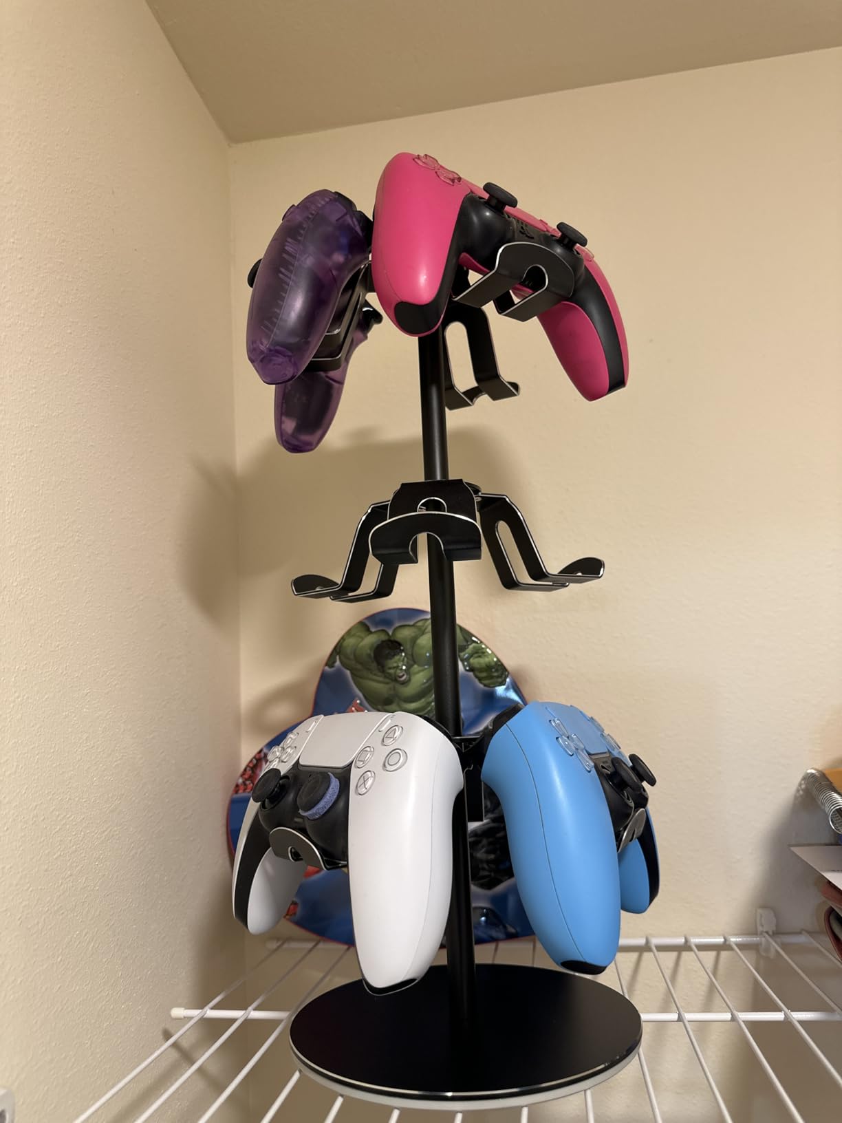 Aluminum Alloy Controller Holder 3 Layers,360 Degree Rotation Tier,Gaming Controller Stand for Xbox PS5 PS4 Switch,Headphone Stand,Headset Holder & Desk Mounts for 9 Packs Controller customer photo 2