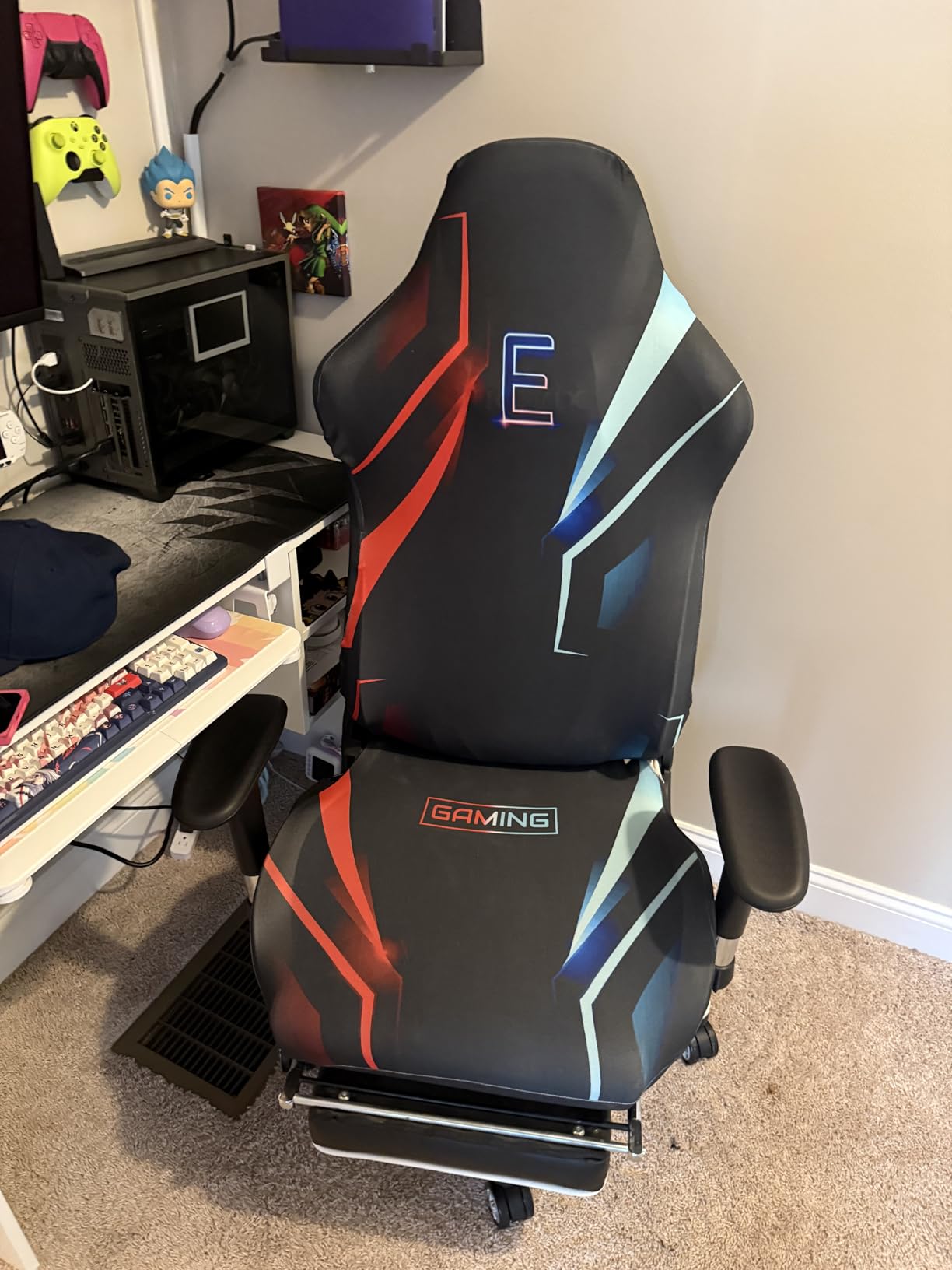 Gaming Chair Covers, 3D Printing Stretchable Soft Non-Slip Easy to Install Gamer Chair Cover with Armrest Cover(No Chair)(E) customer photo 1