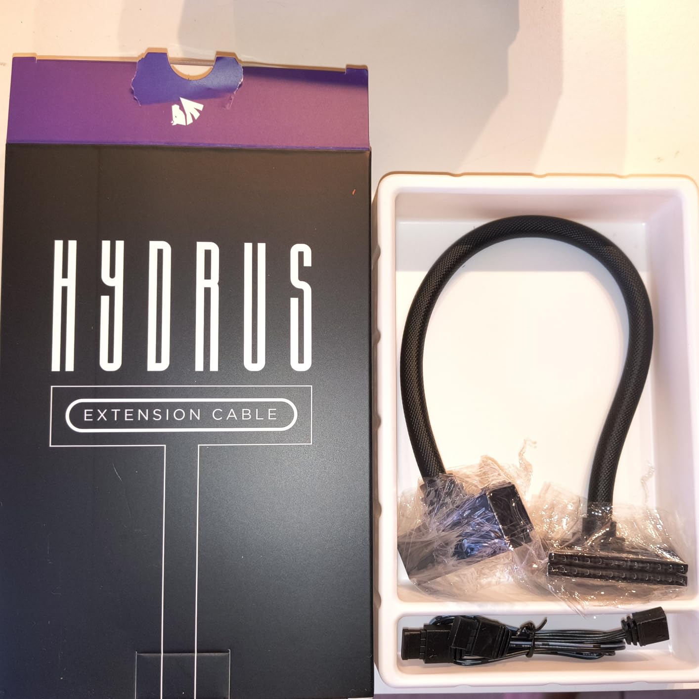 AsiaHorse Hydrus-24PIN PC PSU Extension, ATX 24PIN Motherboard Power Extension 90° Right Angle Design, 650W Power Supply, Perfect for PC Case Management & DIY Enthusiasts (White, 24Pin-ARGB) customer photo 1