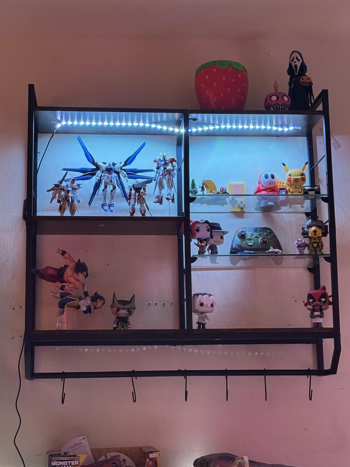 EYCOAL Gaming Floating Shelves, Wall Mounted Wooden Decor Display Shelf with 34