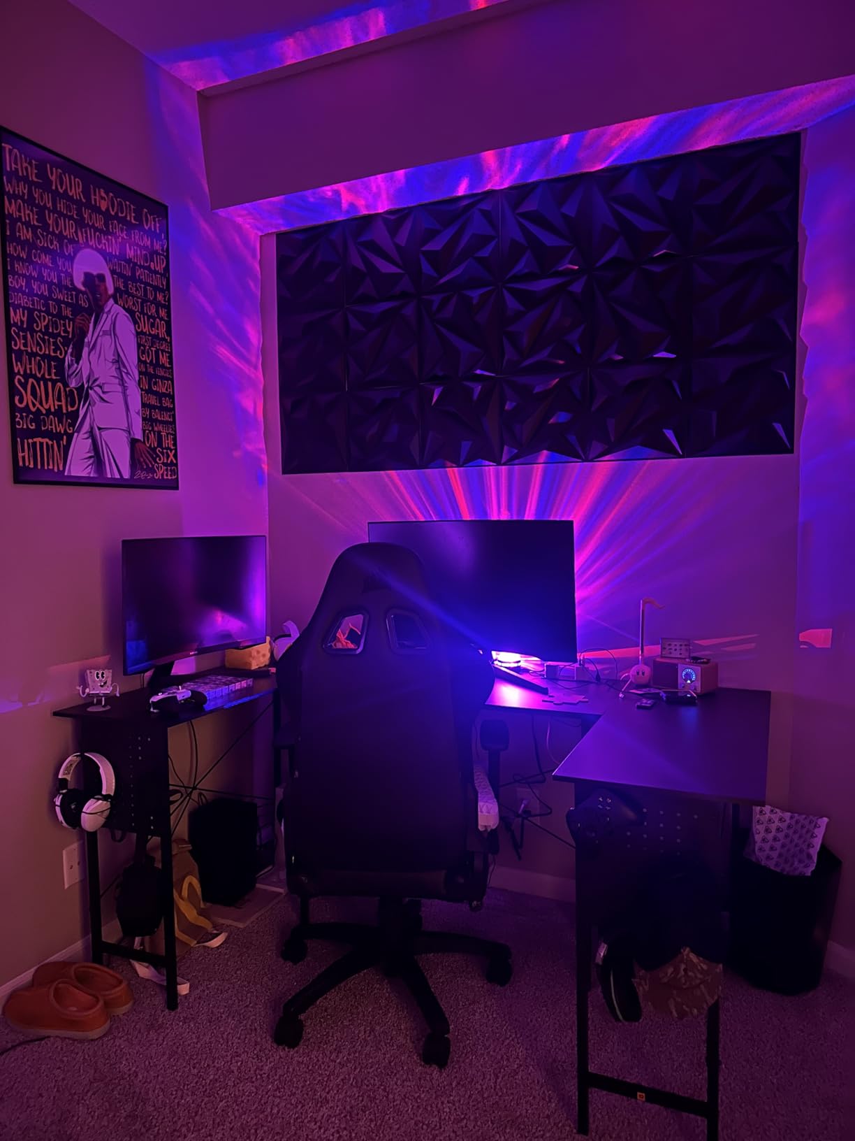 Pamray 71 Inch Large Computer Desk with Power Outlets, U Shaped Corner Desk for Home Office Work and Gaming Black customer photo 2