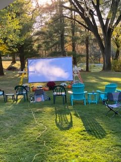AAJK ALR Projector Screen, 4K Movie Projector Screen 16:9 HD Foldable Anti-Crease Portable Projector, Movies Screen for Home Theater Outdoor Indoor Support (120in Pro) customer photo 1
