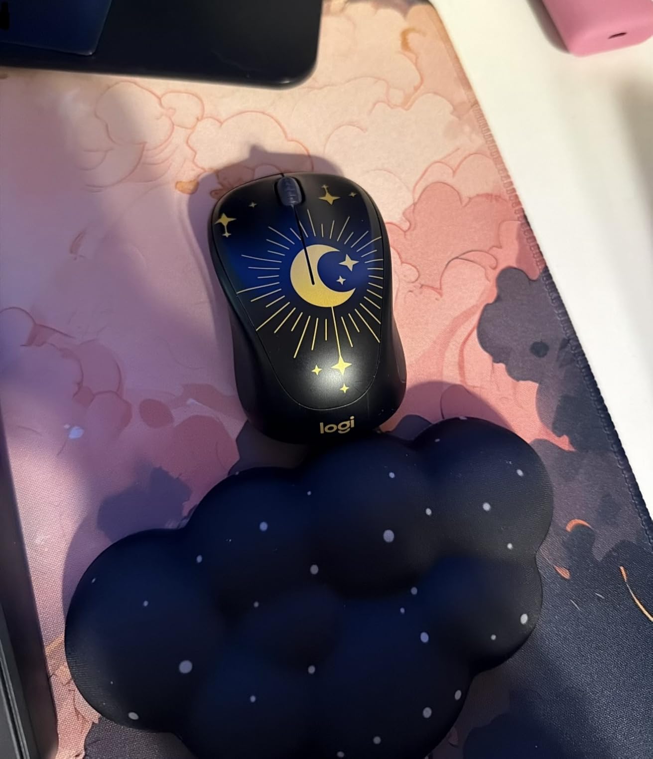 Retro 80s Desk Mat, Cute 90s XXL Large Gaming Mouse Pad, Black Boho Desk Pad with Stitched Edges customer photo 2