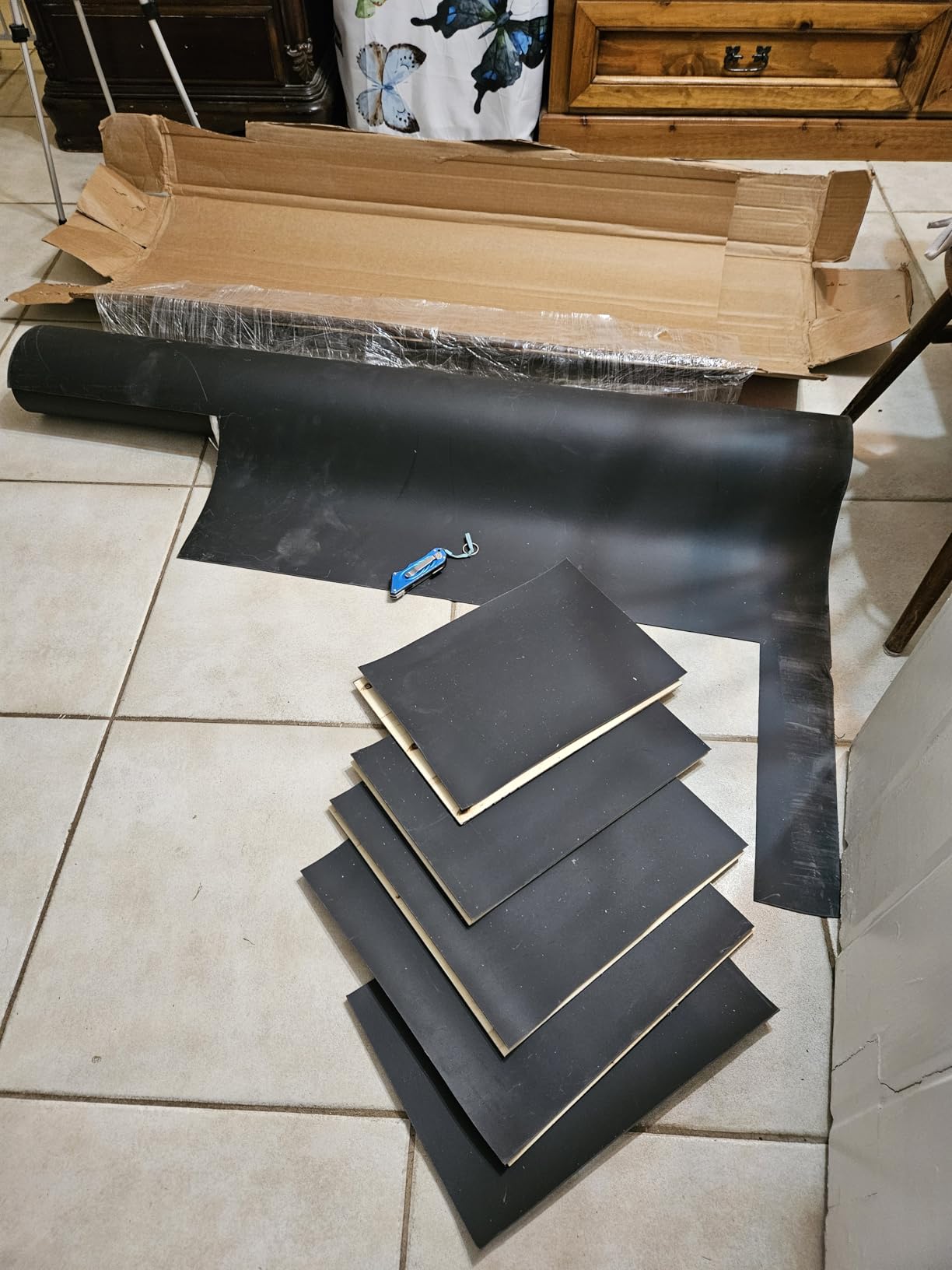 1 LB Mass Loaded Vinyl 4'x4' (16 SF) - MLV Soundproofing Barrier for Walls, Ceilings, Vehicles - 26 STC Rating - Flexible Noise Blocker Roll - Easy to Cut & Install customer photo 1