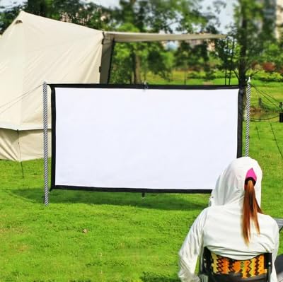 Outdoor Projector Screen with Stand - 120 Inch Portable Projector Screen Indoor and Outdoor Projector Screens 16:9 4K HD Wrinkle Free Lightweight Movie Screen with Carry Bag,Enioy Movie Nights customer photo 1