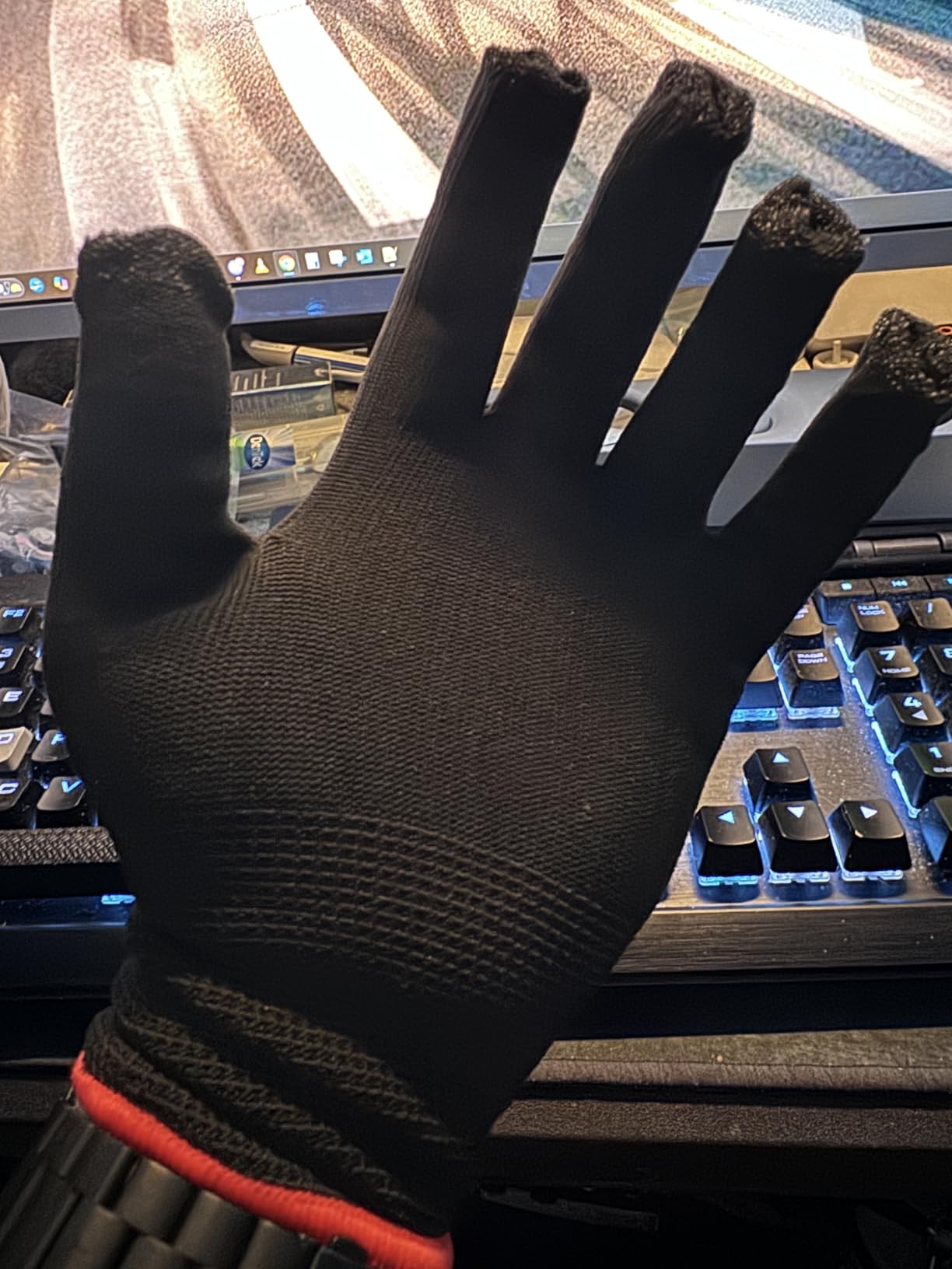 Touch Screen Gloves - 5 Pairs Highly Sensitive Seamless Gaming Gloves for Sweaty Hands, Breathable Anti-Slip Guantes Gamer, PUBG Mobile Call of Duty Mobile Gaming Accessories customer photo 1