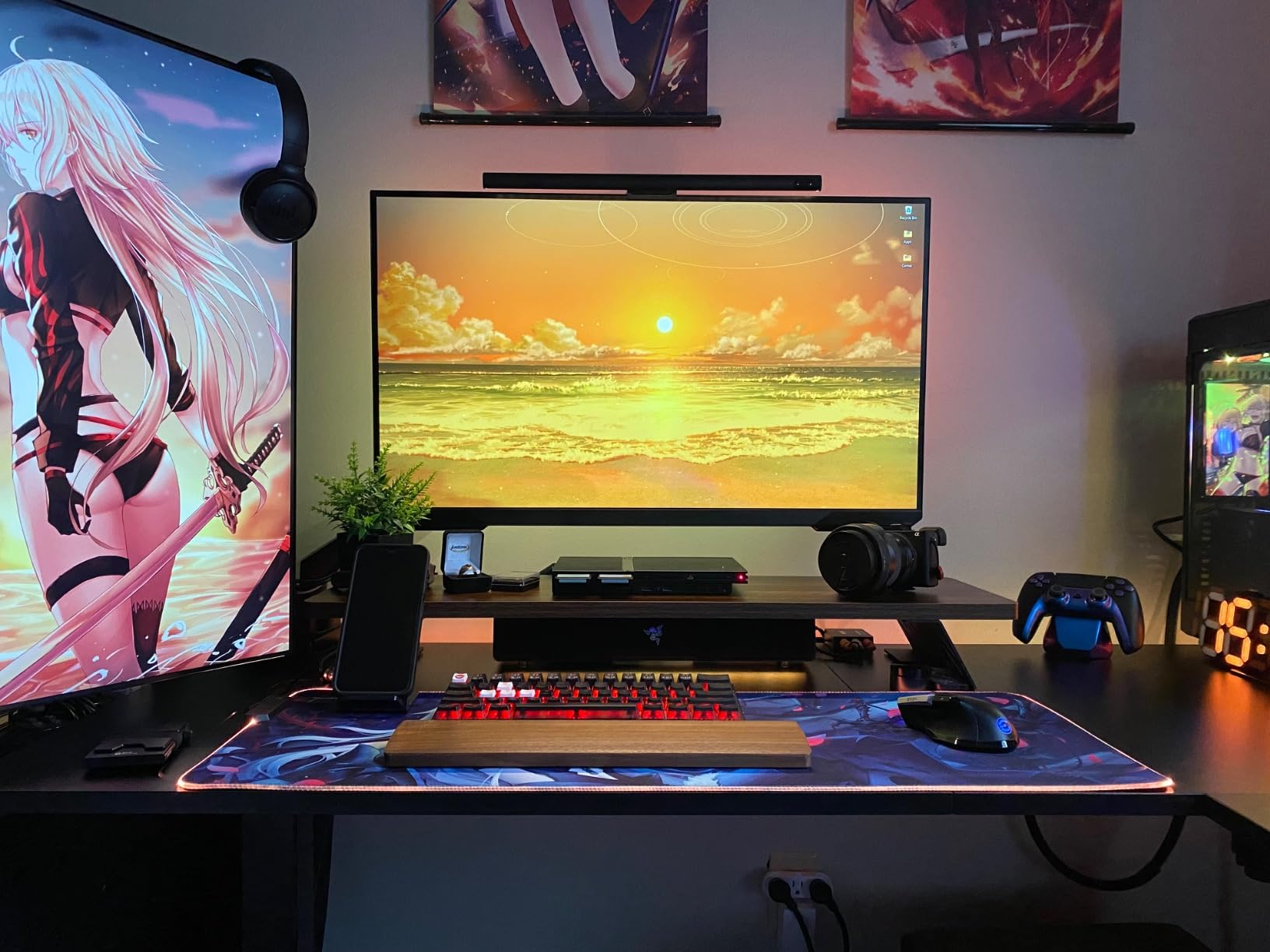Fenge Dual Monitor Stand Riser, 42.5 Inch Desk Top Shelf for 2 Monitors, Computer Stands for Desk, Wood & Steel Desktop Riser for Laptop, PC, Printer customer photo 2
