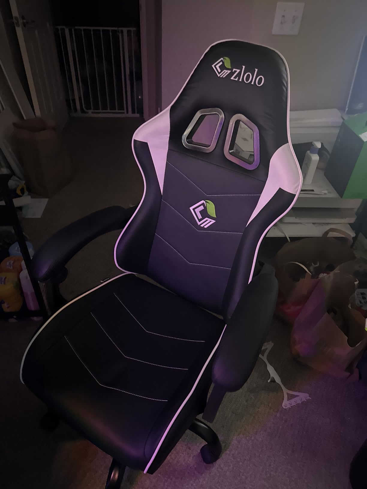 Gaming Chair with Footrest Racing Style Lumbar Support Massager Video Game Chair with Metal Legs, High Back Reclining Gamer Chair with Headrest, 360° Swivel Office Computer Desk Chair customer photo 1